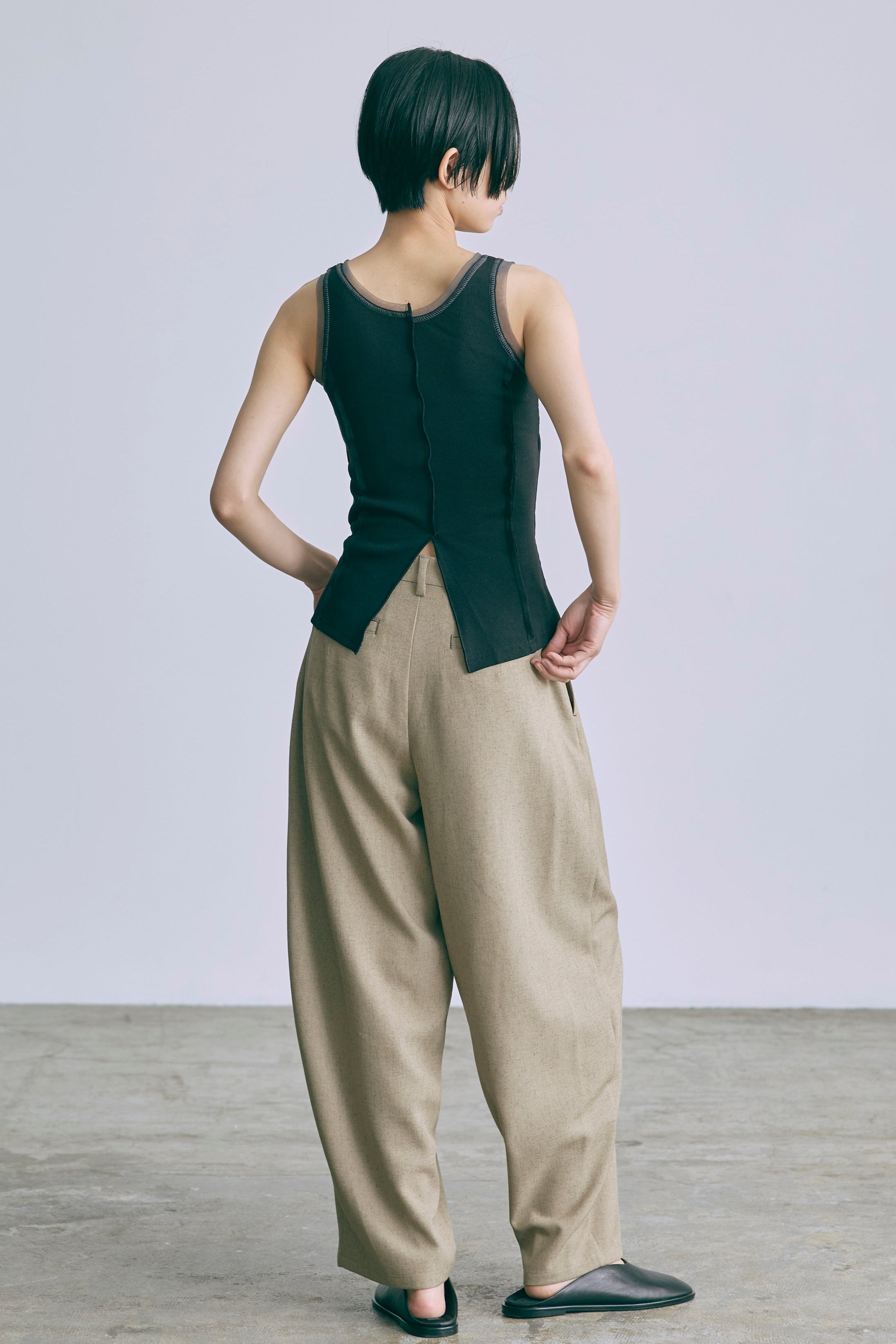 Tulle Piping Tank Top