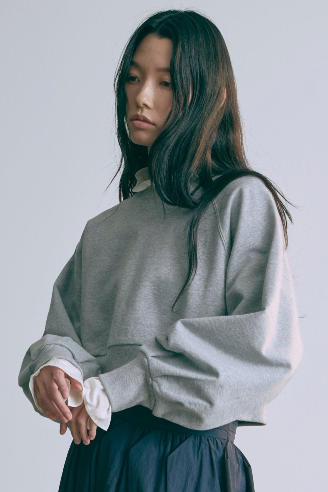 着用カラー:杢グレー モデル身長:174cm