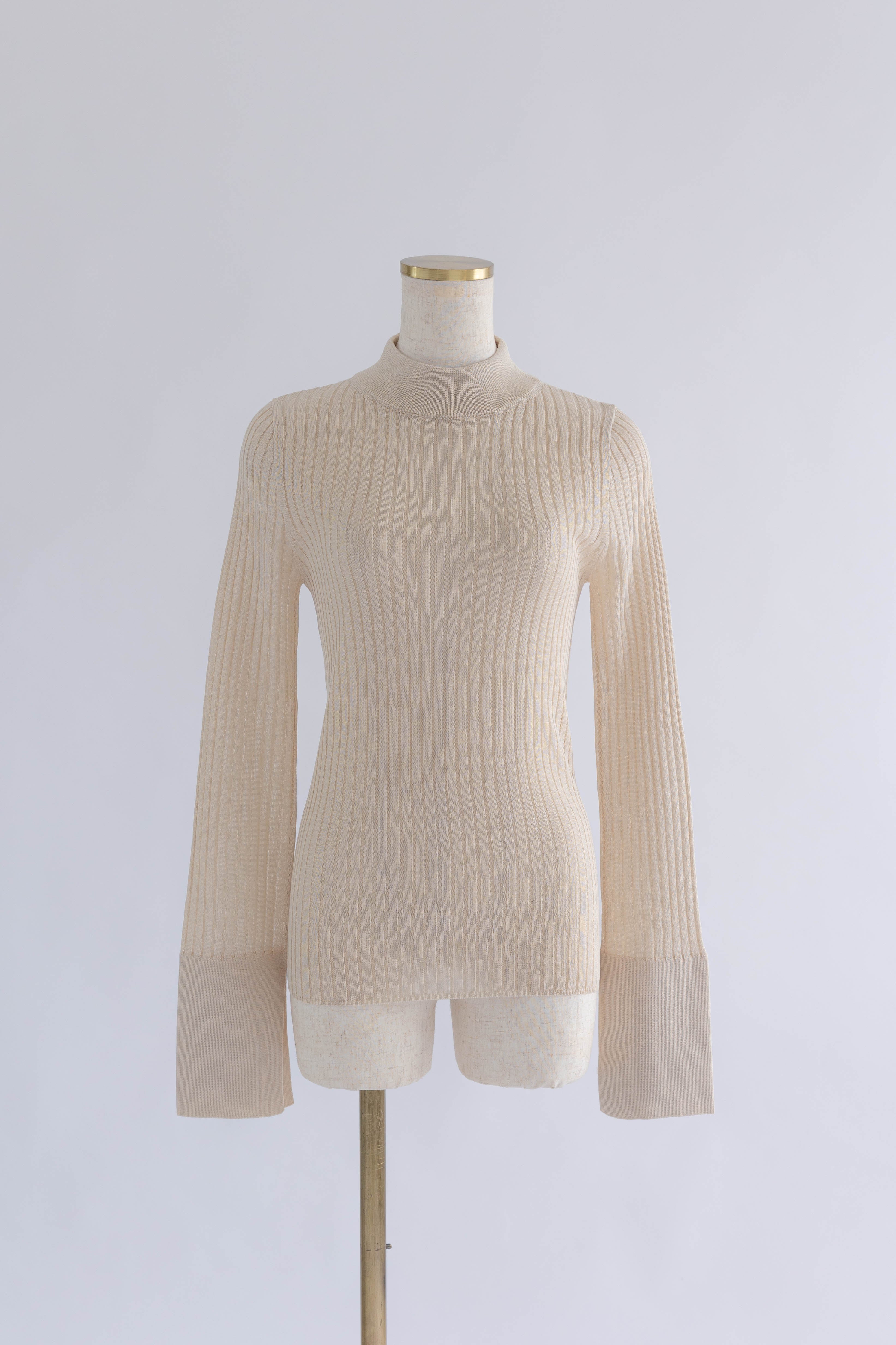 Bottleneck Sheer Rib Knit アイボリー