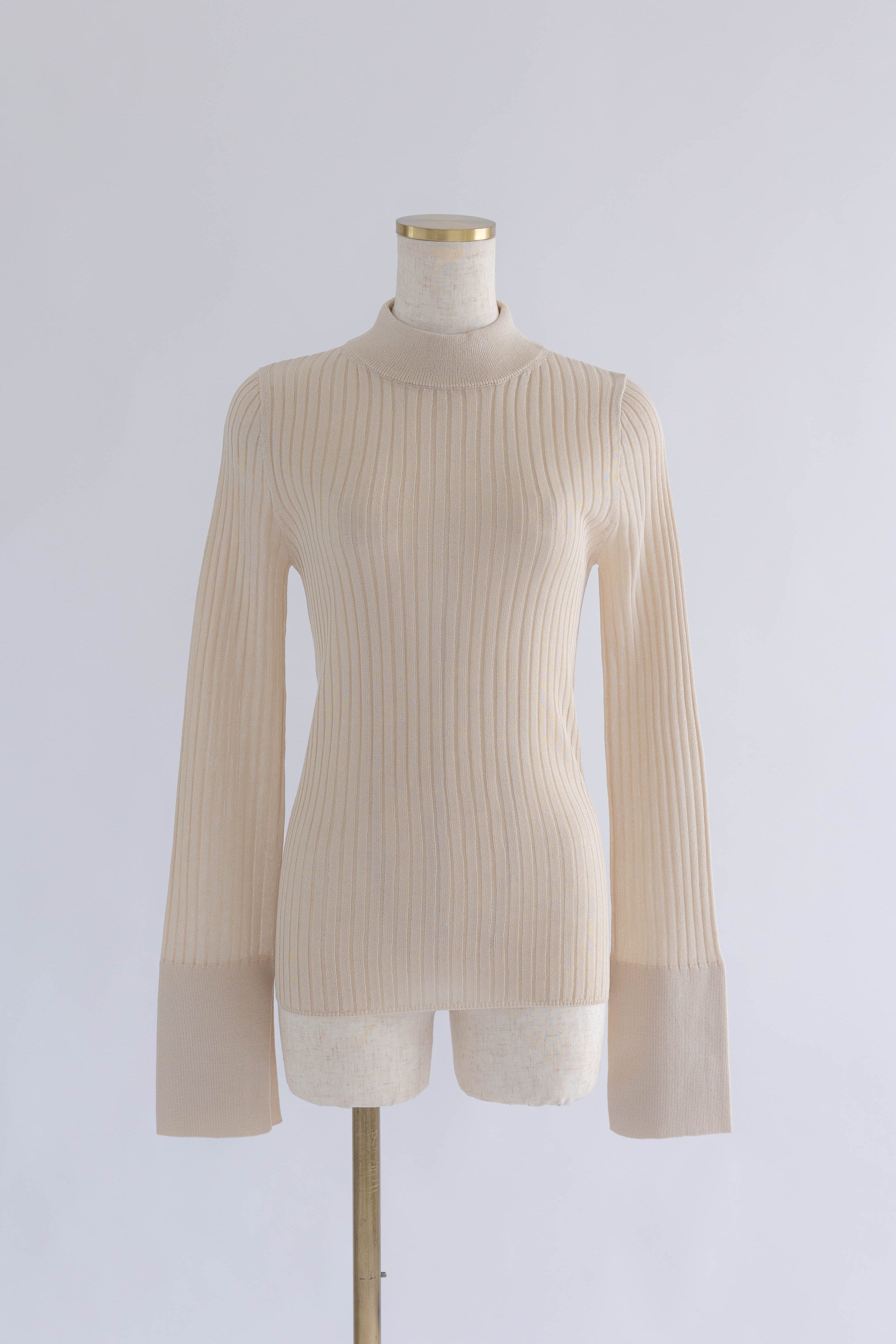 Bottleneck Sheer Rib Knit アイボリー
