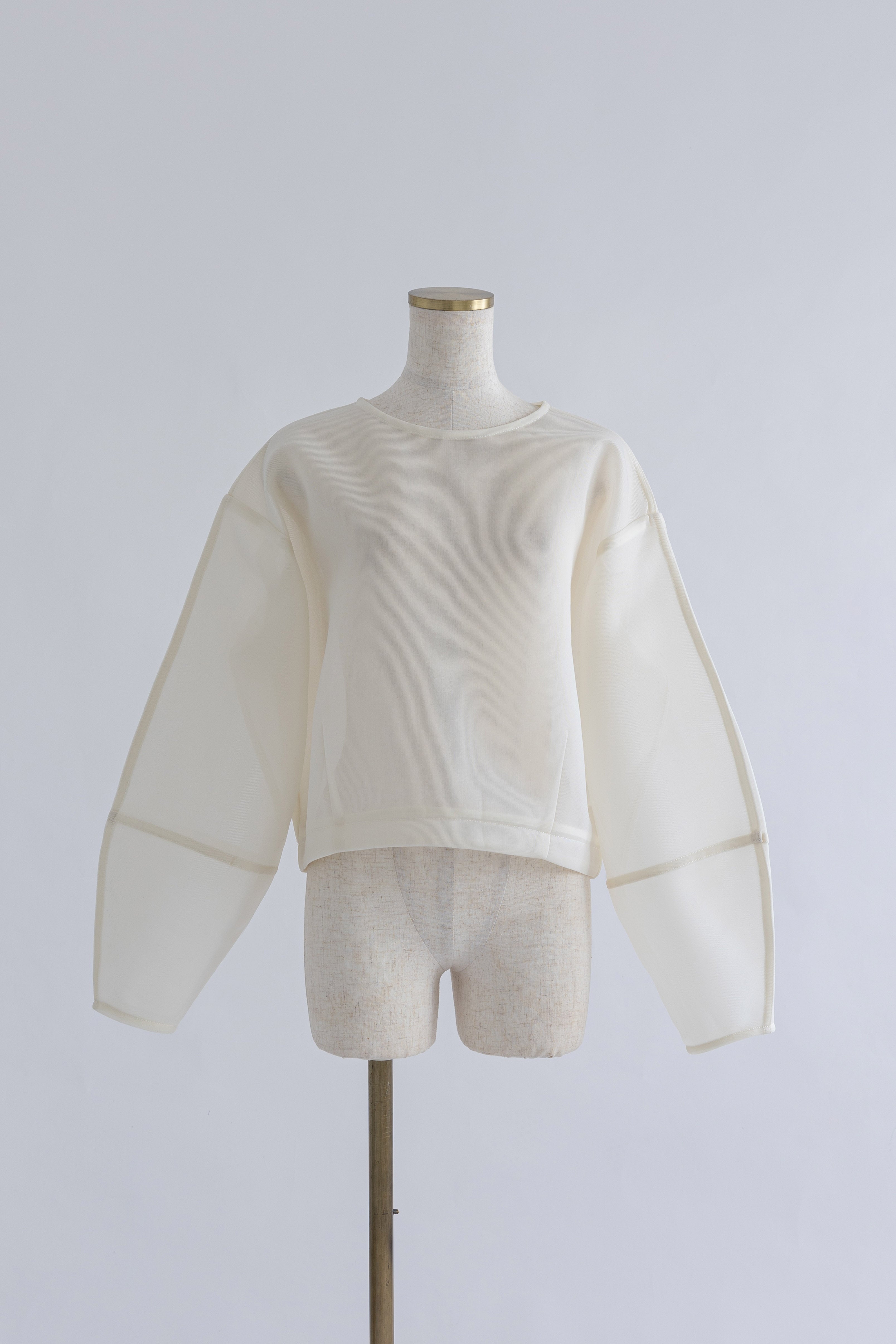 Textured Sheer Cocoon Pullover アイボリー