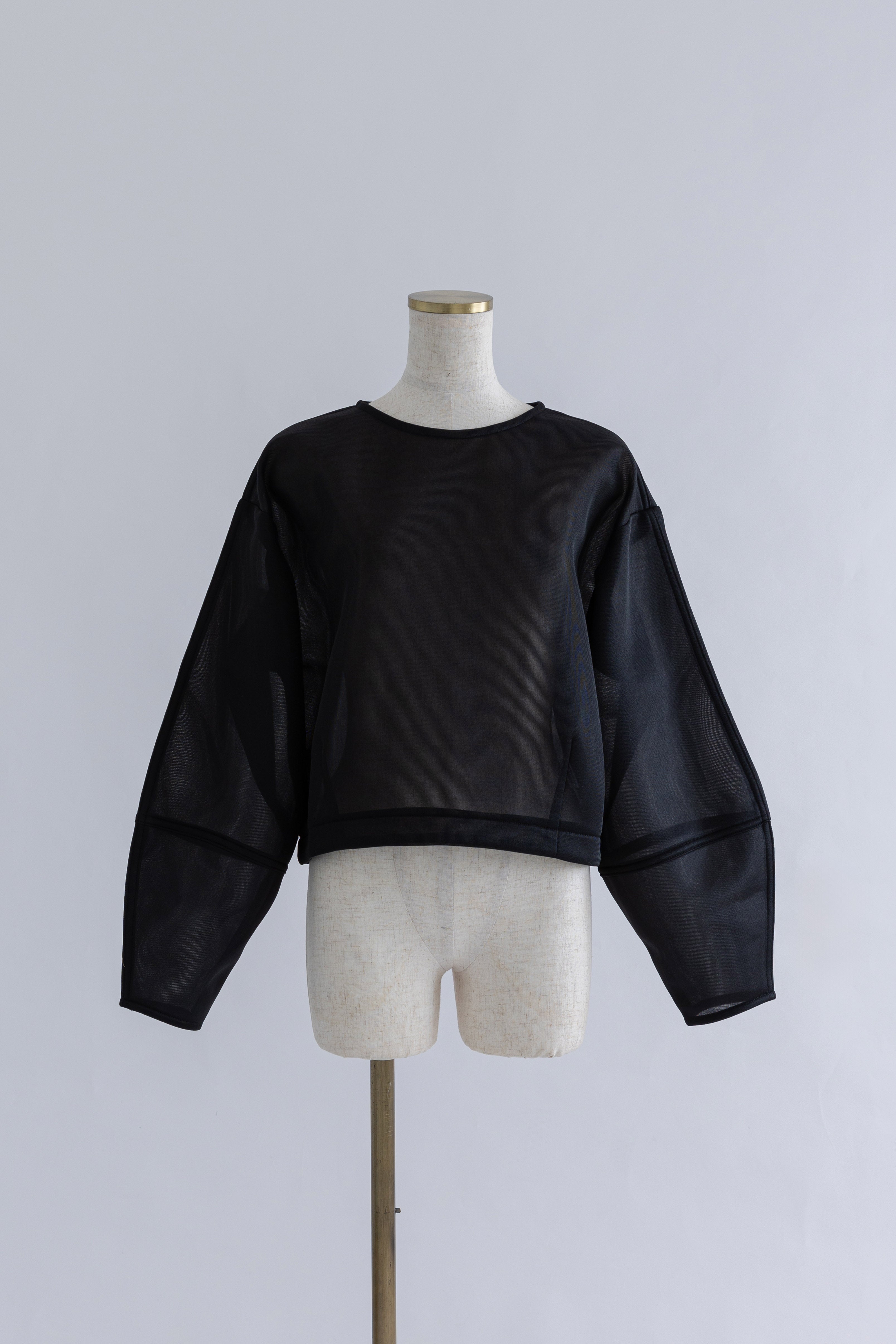 Textured Sheer Cocoon Pullover ブラック