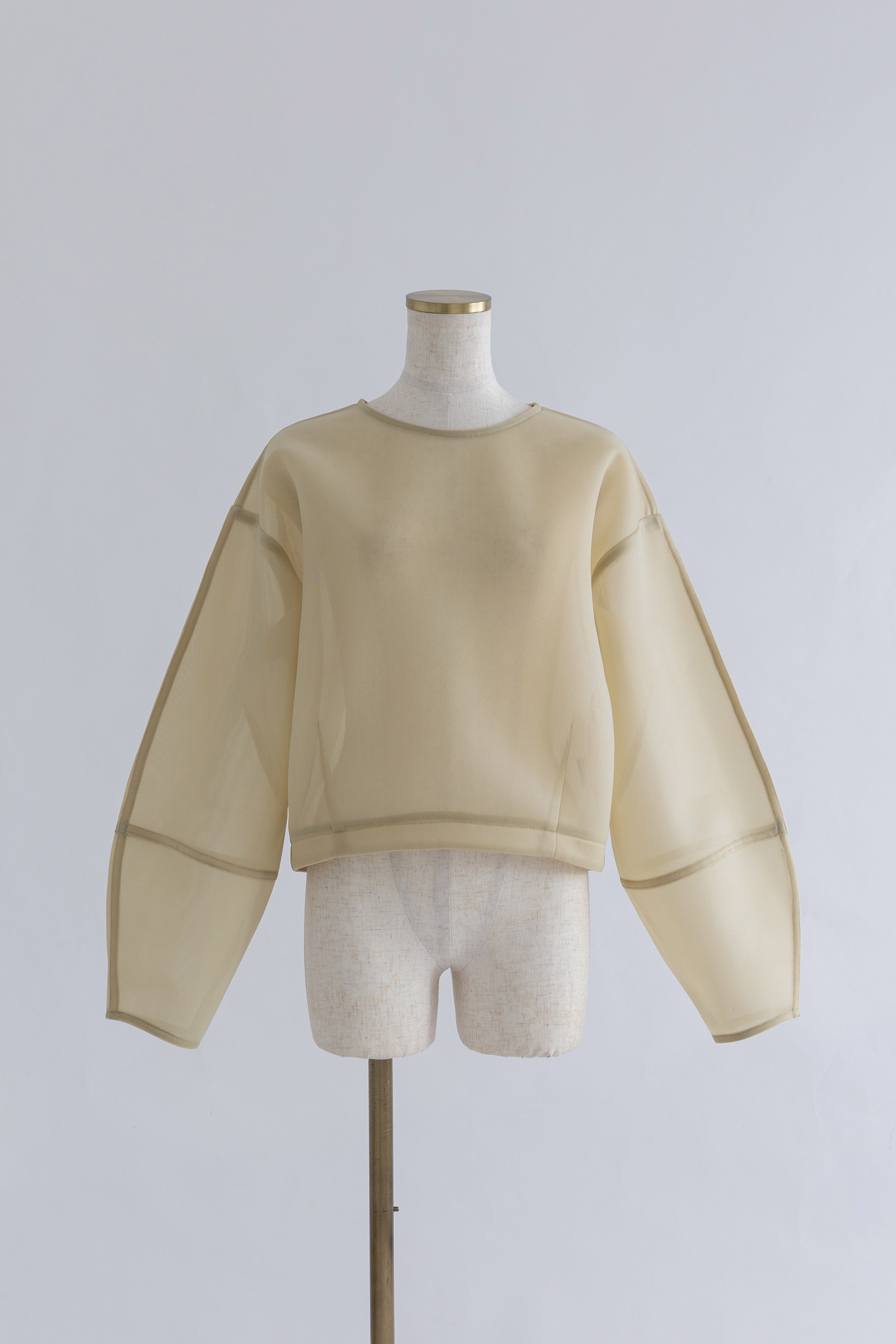 Textured Sheer Cocoon Pullover イエロー