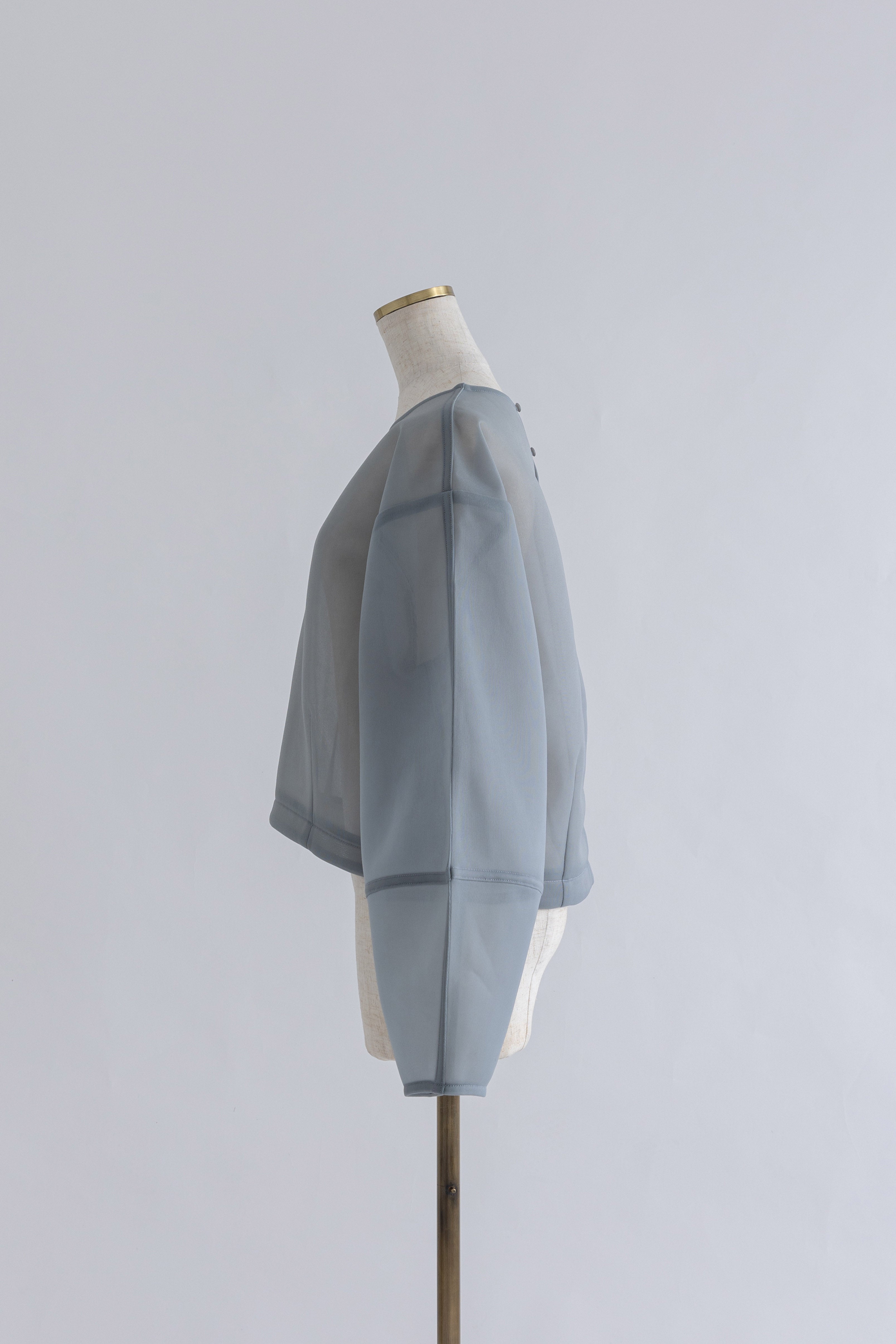 Textured Sheer Cocoon Pullover ブルー