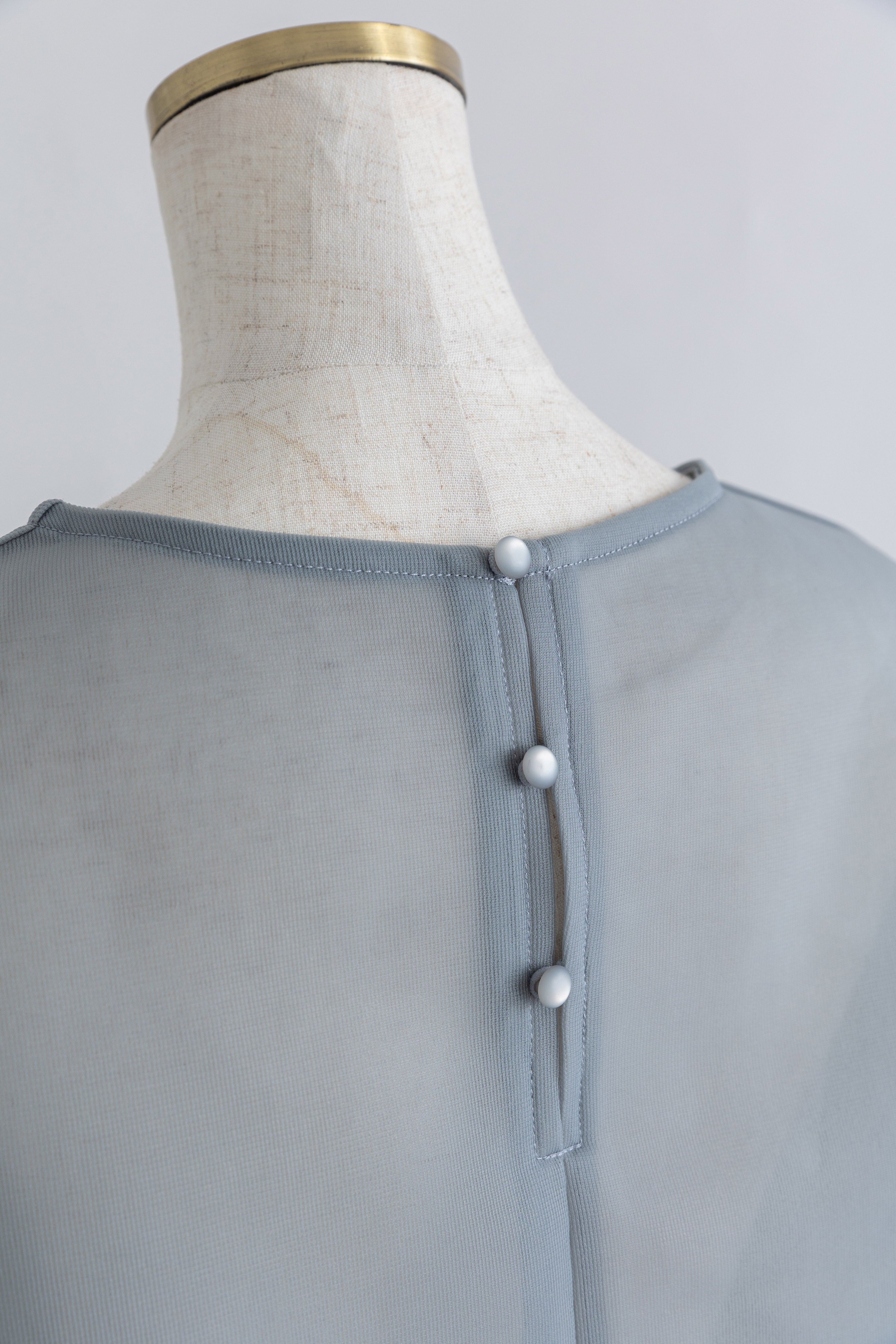 Textured Sheer Cocoon Pullover ブラック
