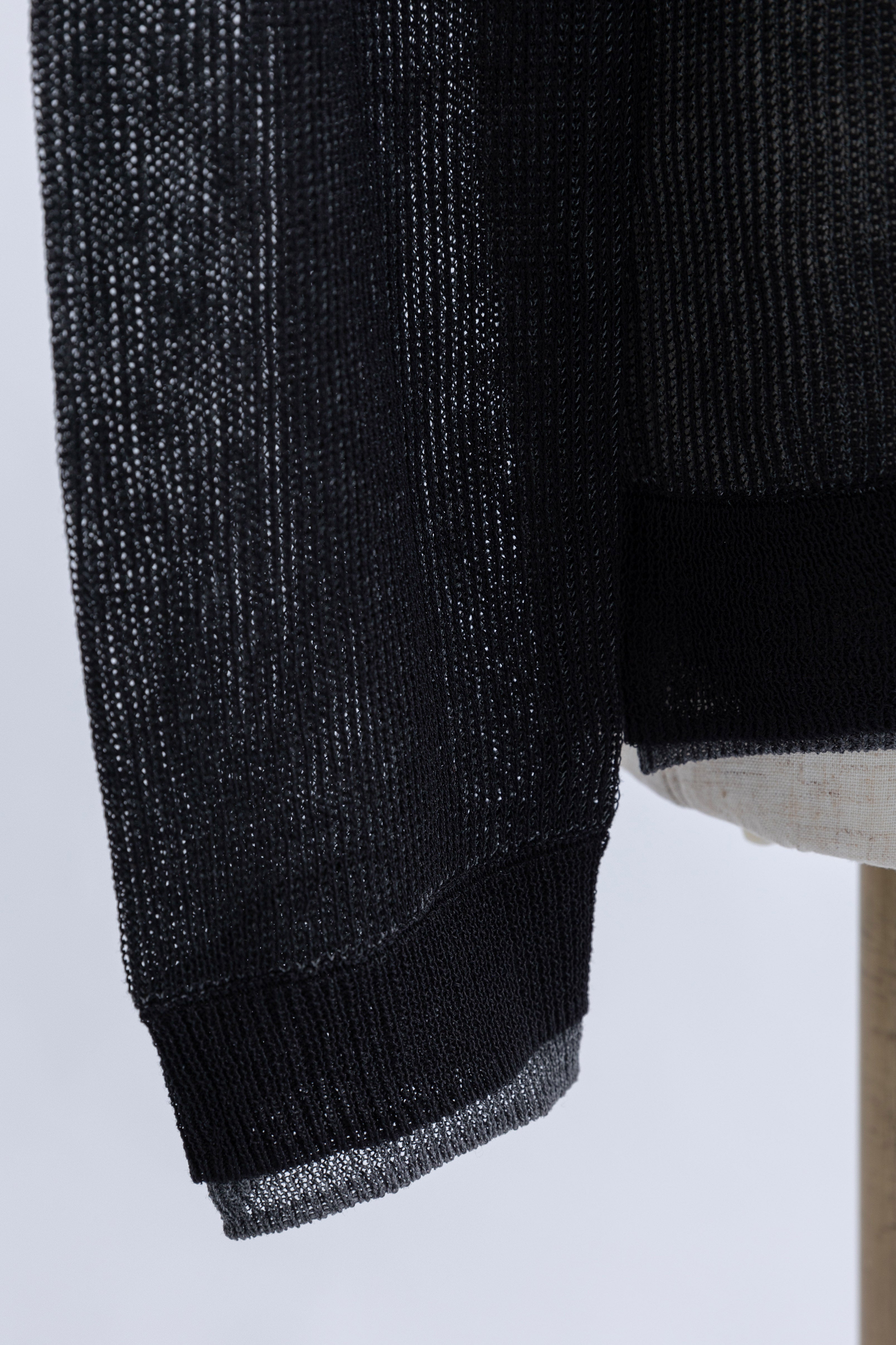 Linen-Feel Color-Block Tunic Cardigan 杢グレー