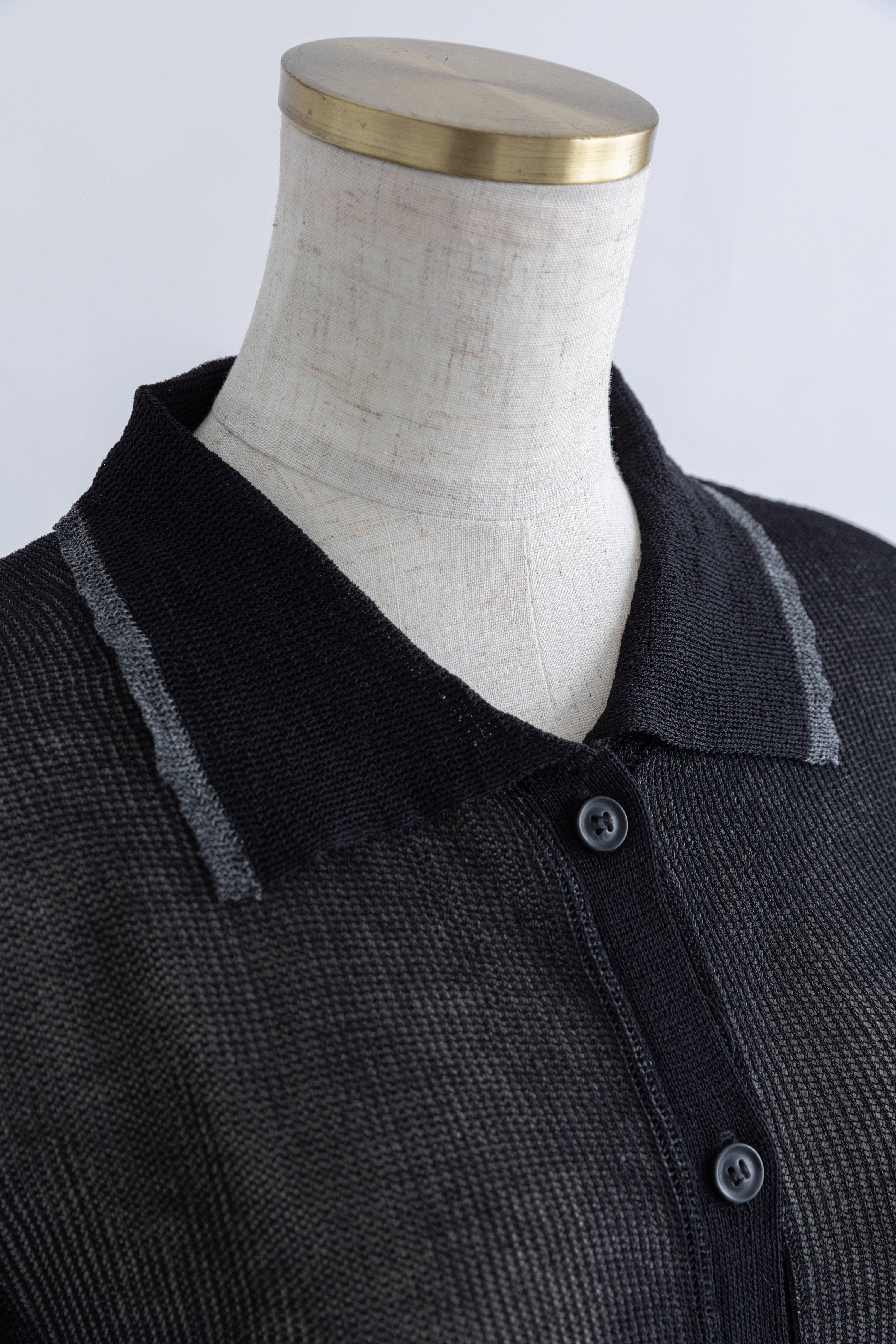 Linen-Feel Color-Block Tunic Cardigan 杢グレー