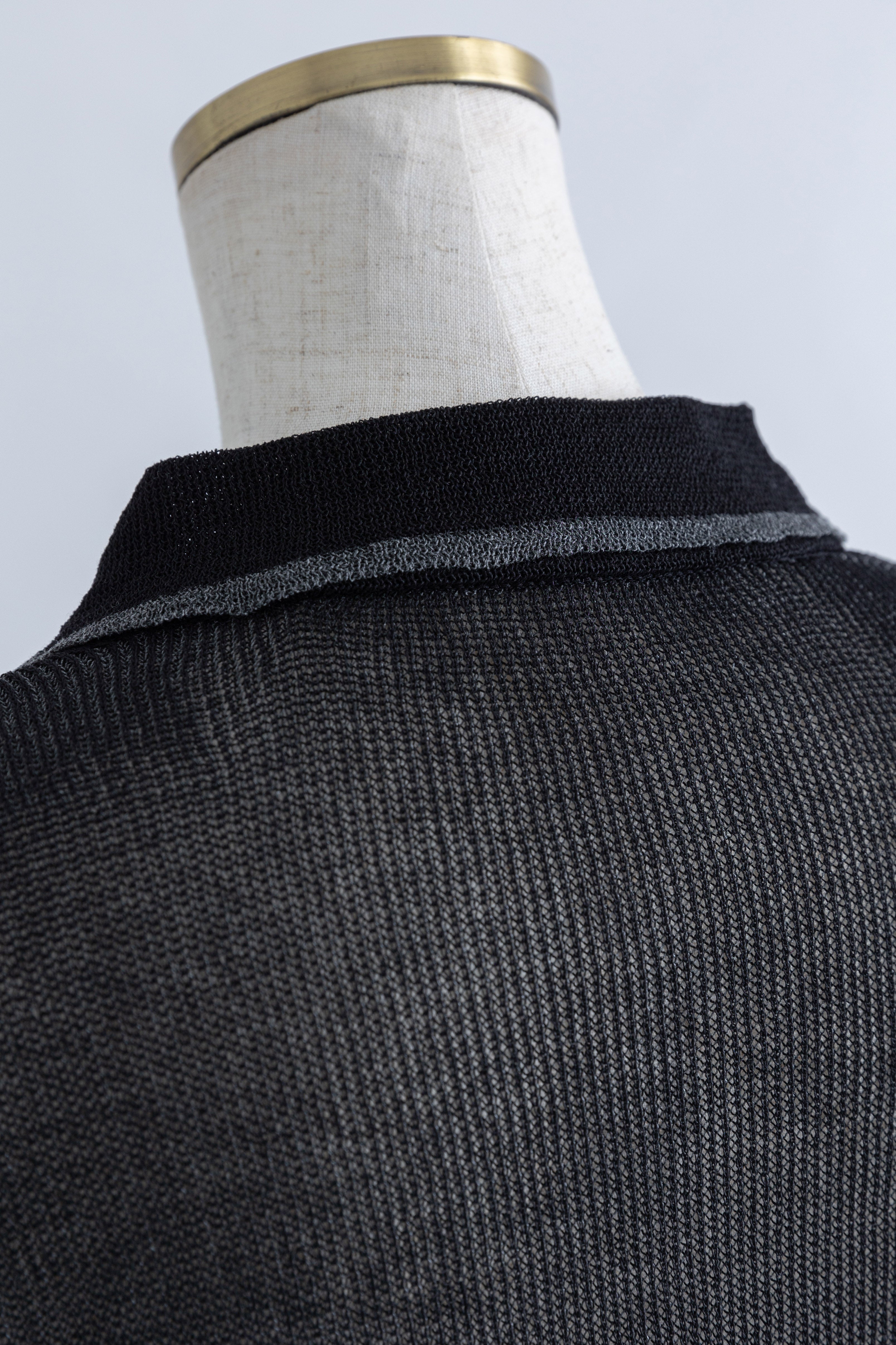 Linen-Feel Color-Block Tunic Cardigan 杢グレー