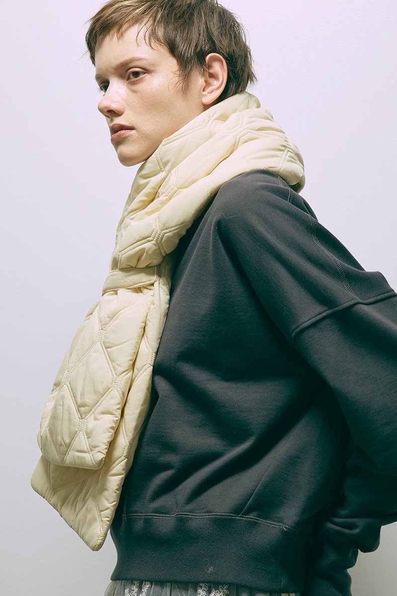 Quilting Muffler イエロー model:178cm NADIA