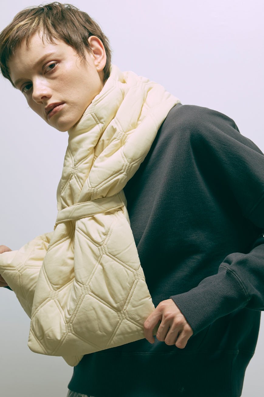 Quilting Muffler イエロー model:178cm NADIA