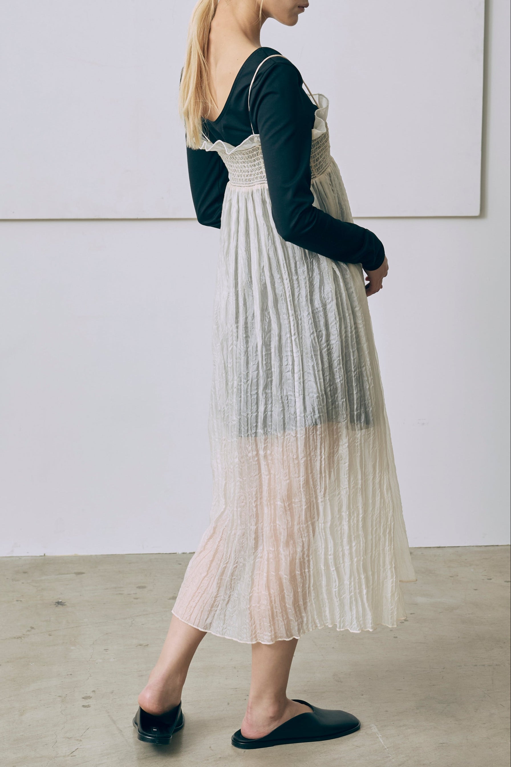 2Way Sheer Crinkled Skirt Dress