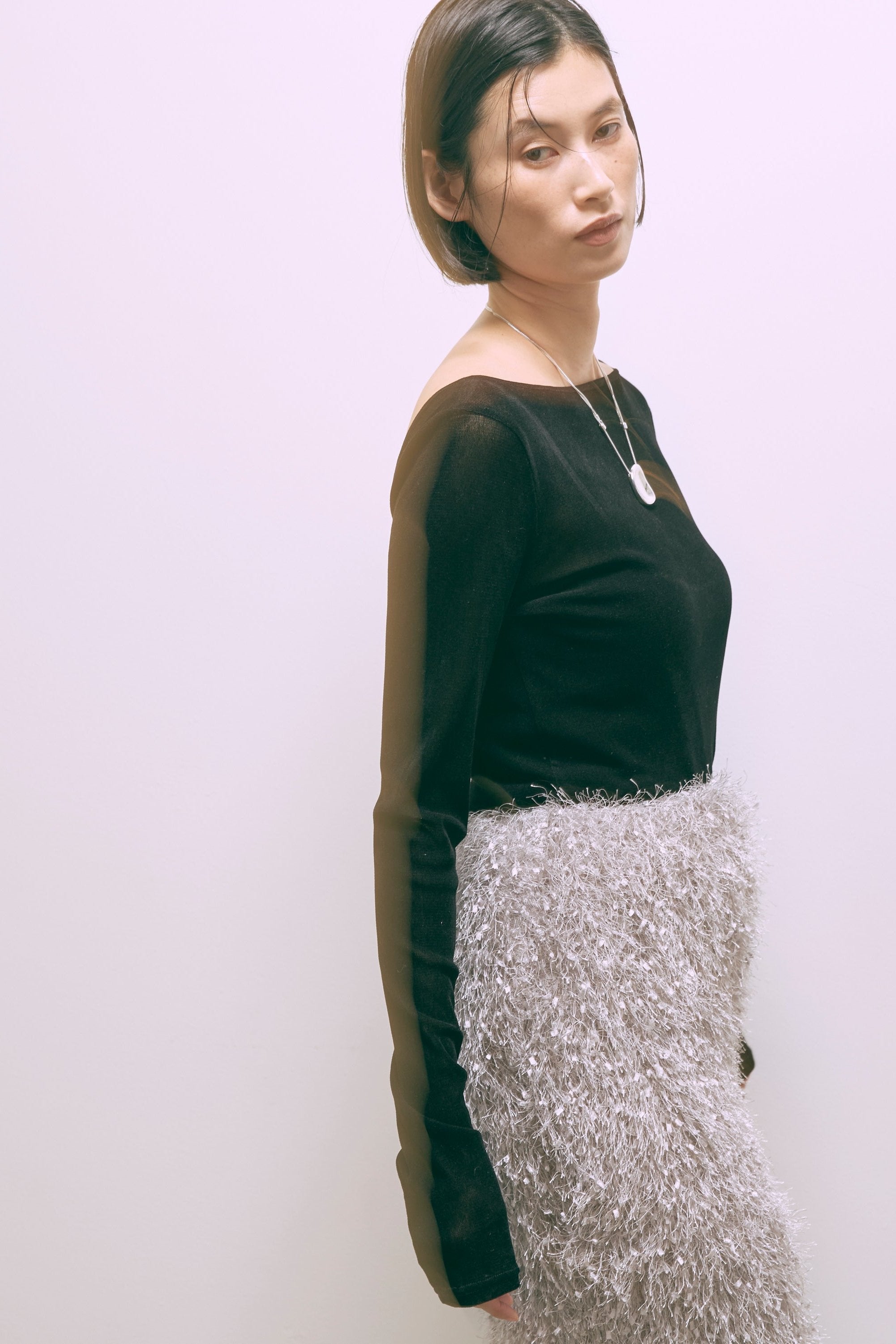 Flocked Tulle Back Open Top