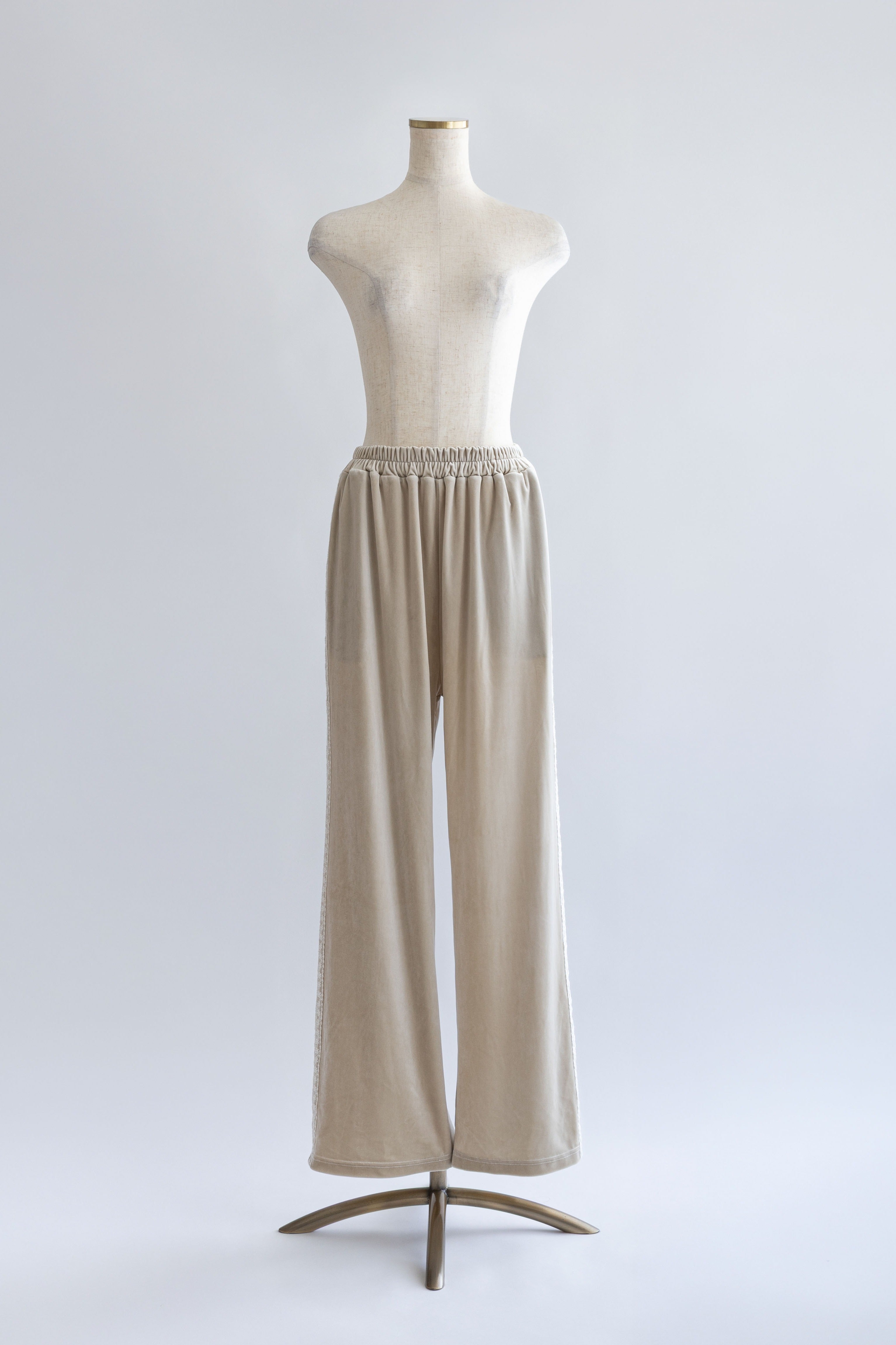 Side Lace Velour Easy Pants ライトベージュ