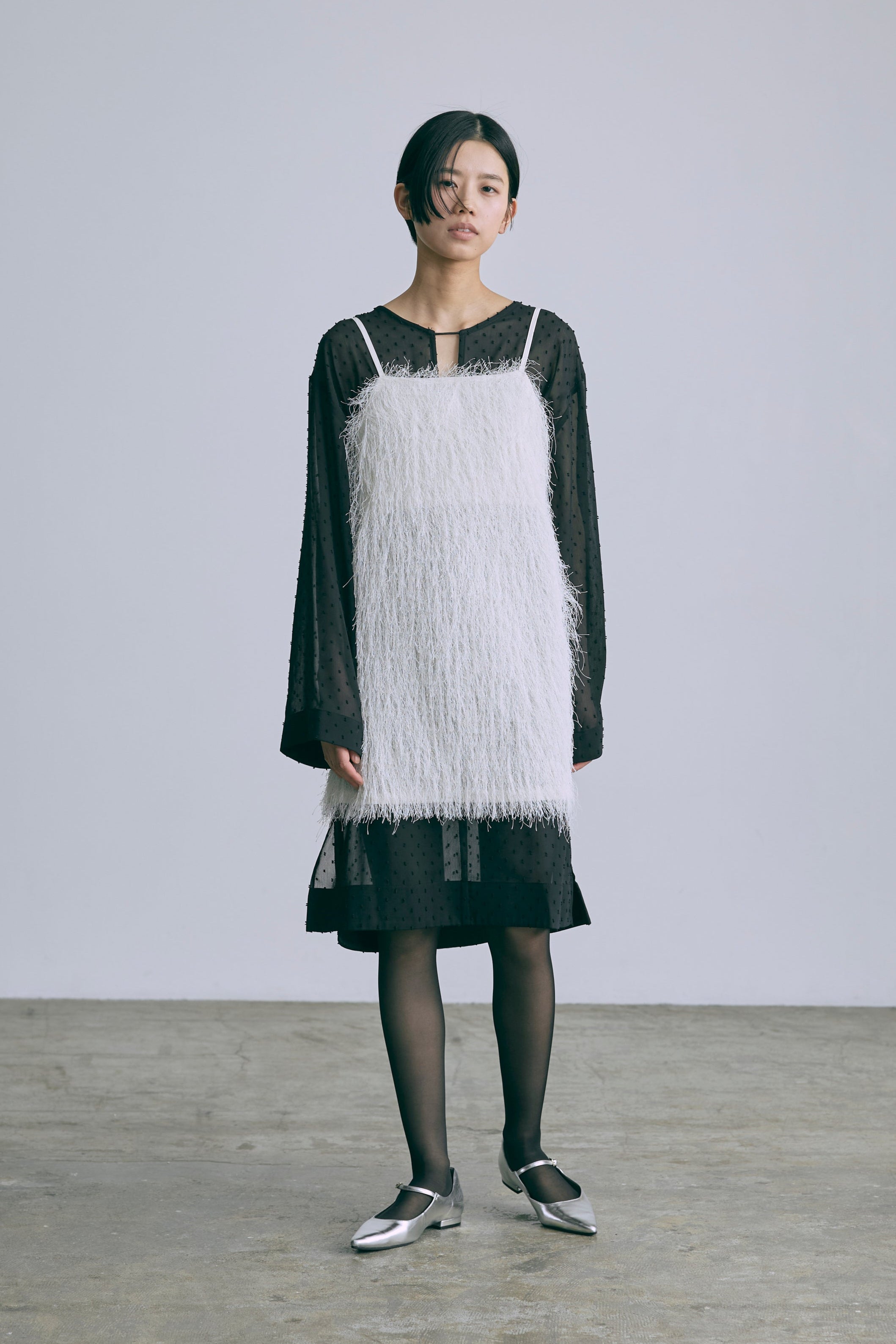 Sheer Dot Tunic ブラック model:170cm chii