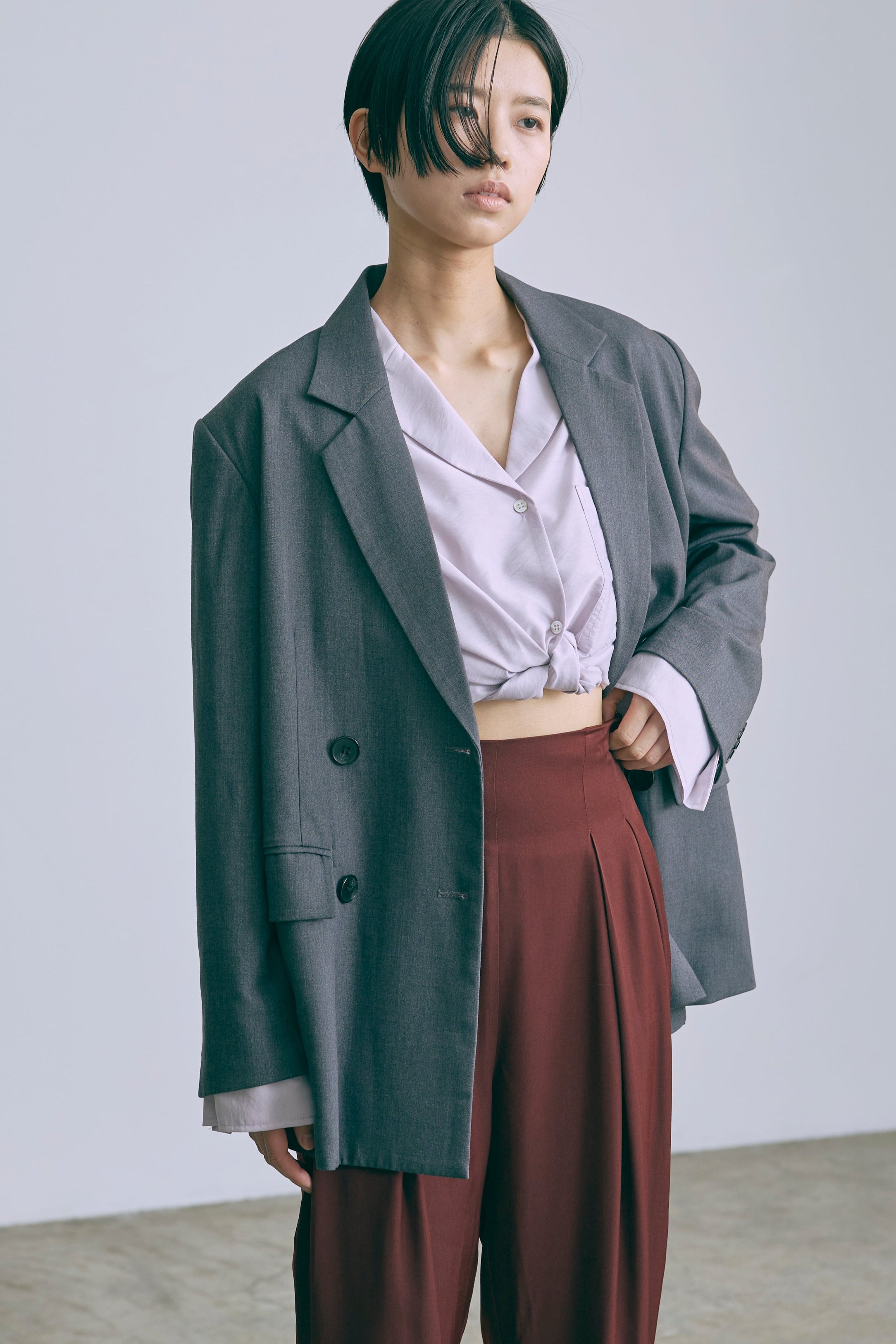 着用カラー:杢グレー 着用サイズ:1 モデル身長:170cm