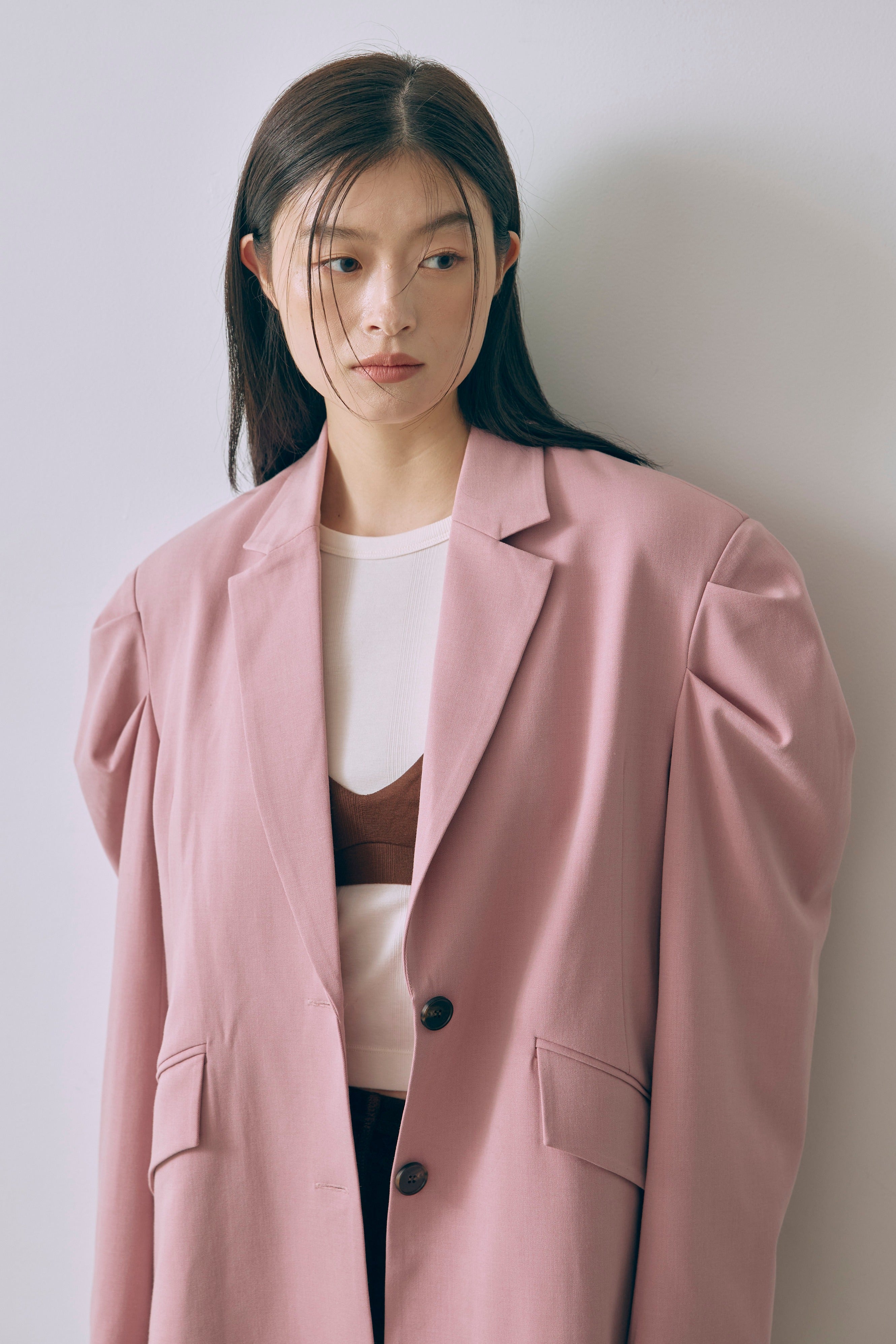 Gathered Shoulder Fitted Jacket