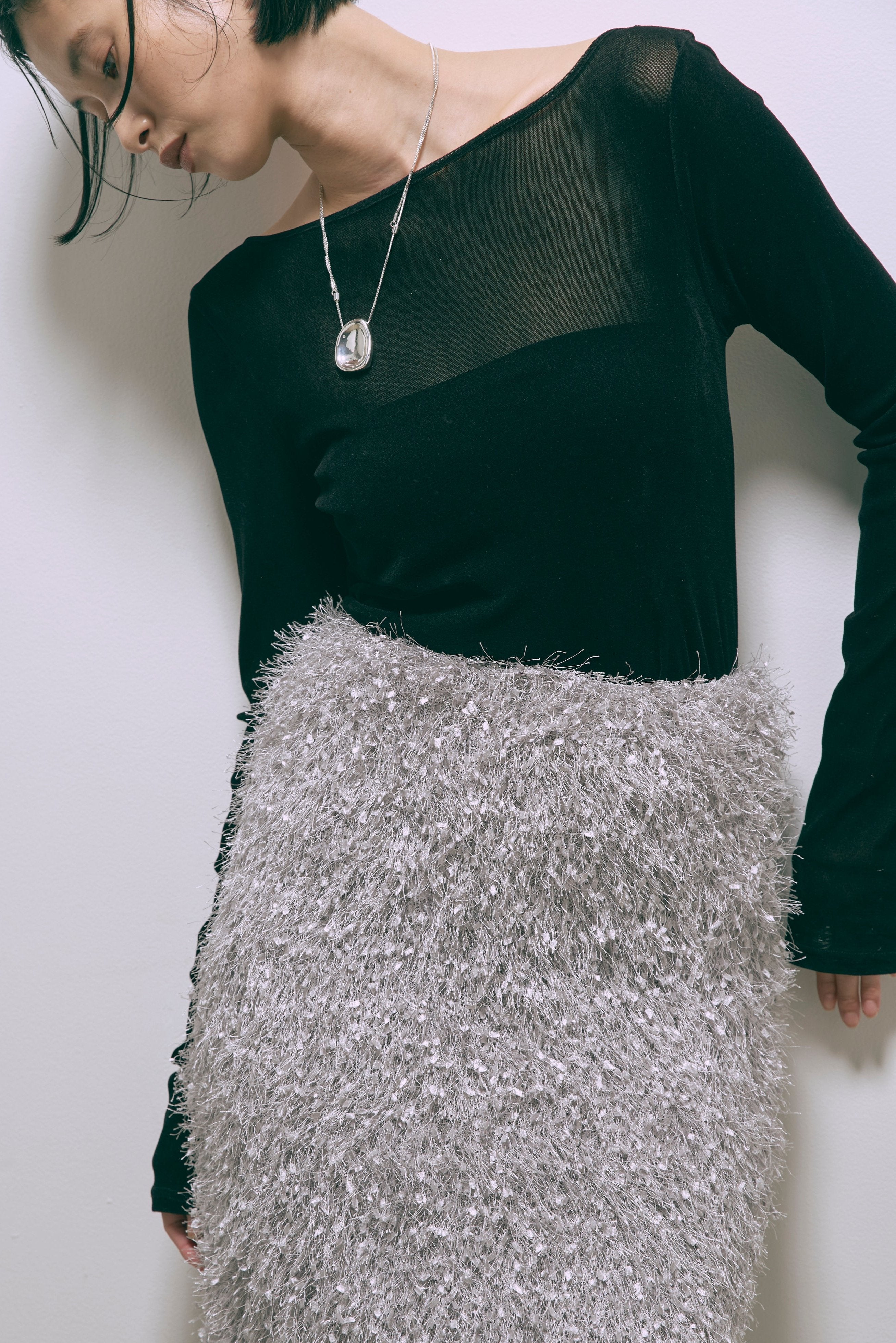 Flocked Tulle Back Open Top