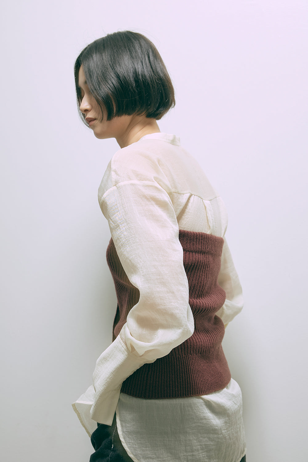Crewneck Knit & Rib Knit Bustier Set