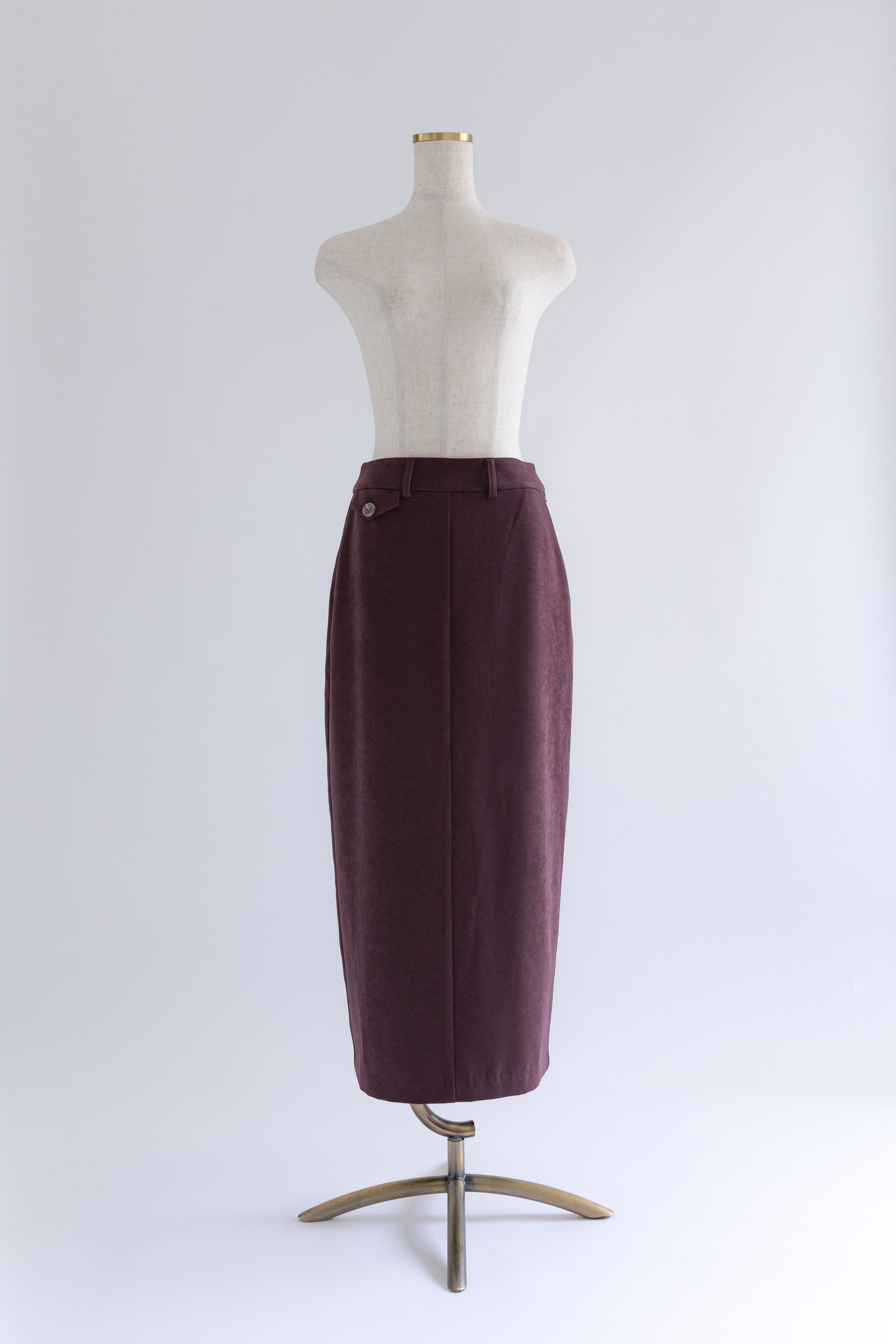 【Set Up】Faux Suede Straight Skirt バーガンディー