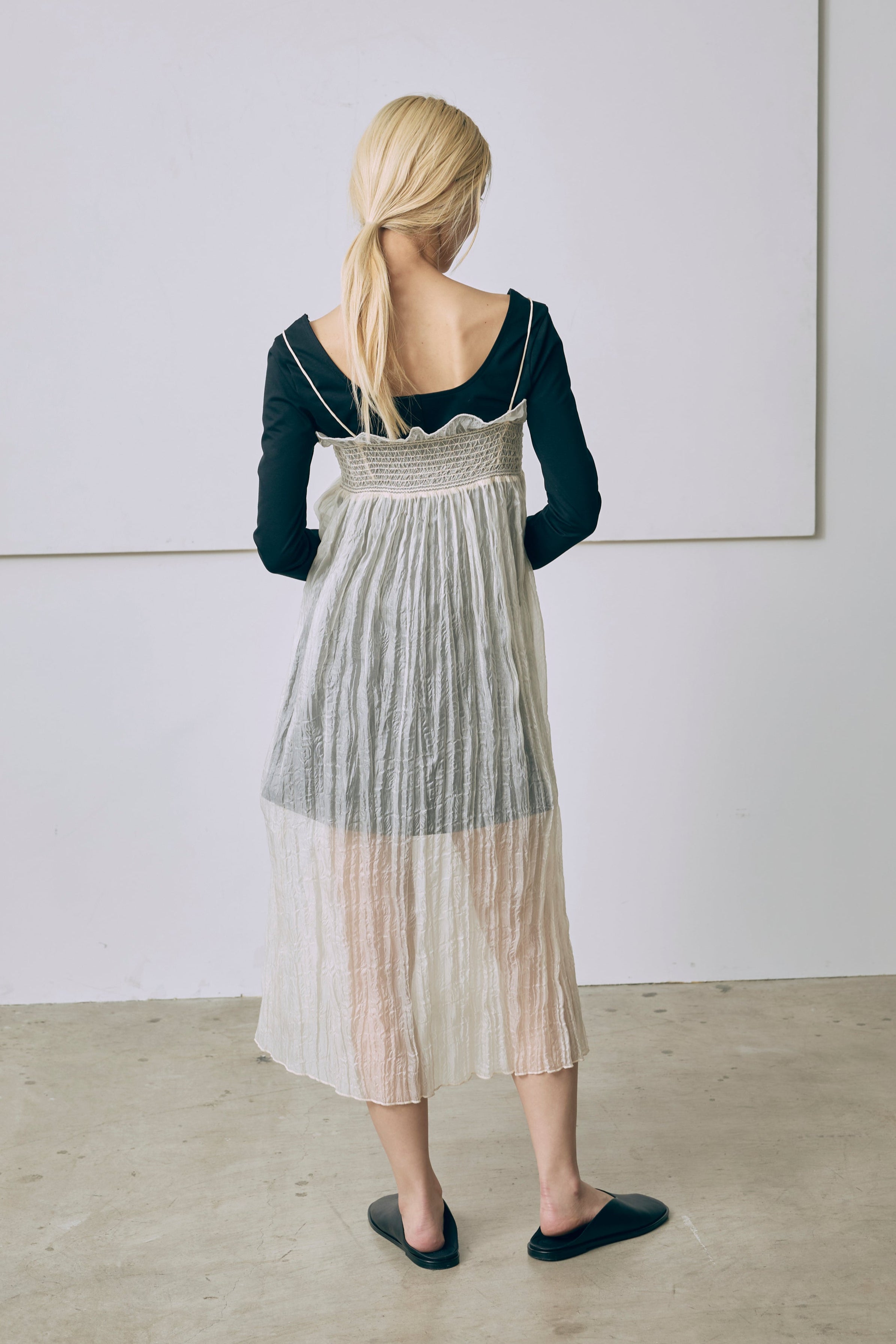 2Way Sheer Crinkled Skirt Dress