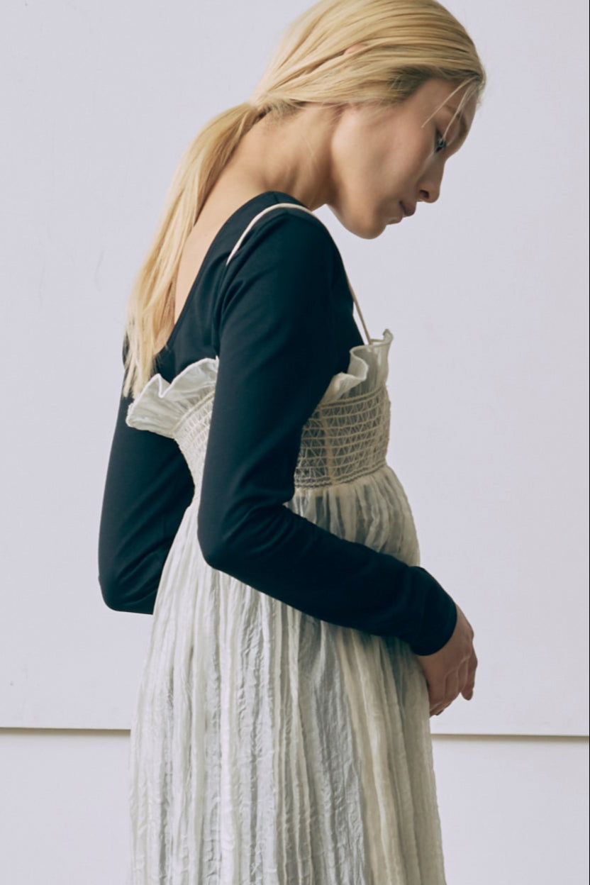 2Way Sheer Crinkled Skirt Dress