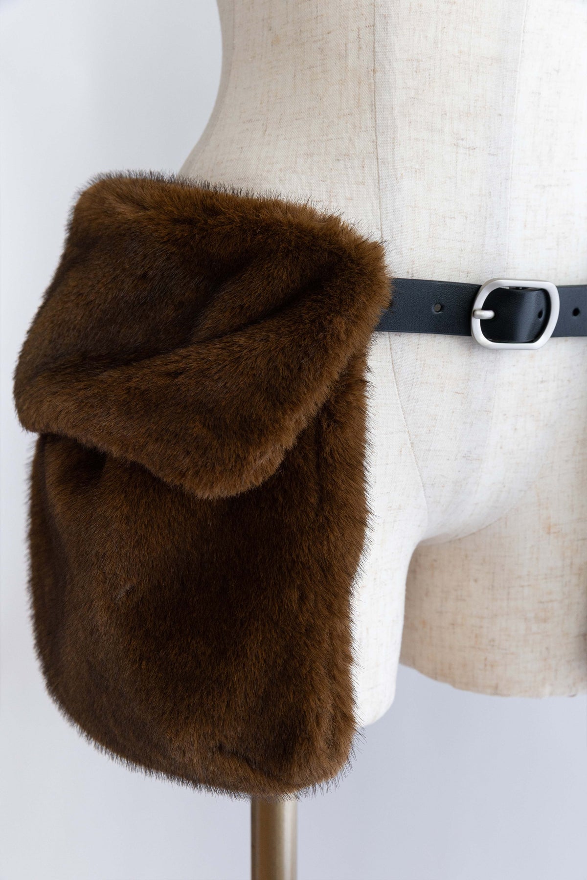 Faux Fur Pocket Belt ブラウン