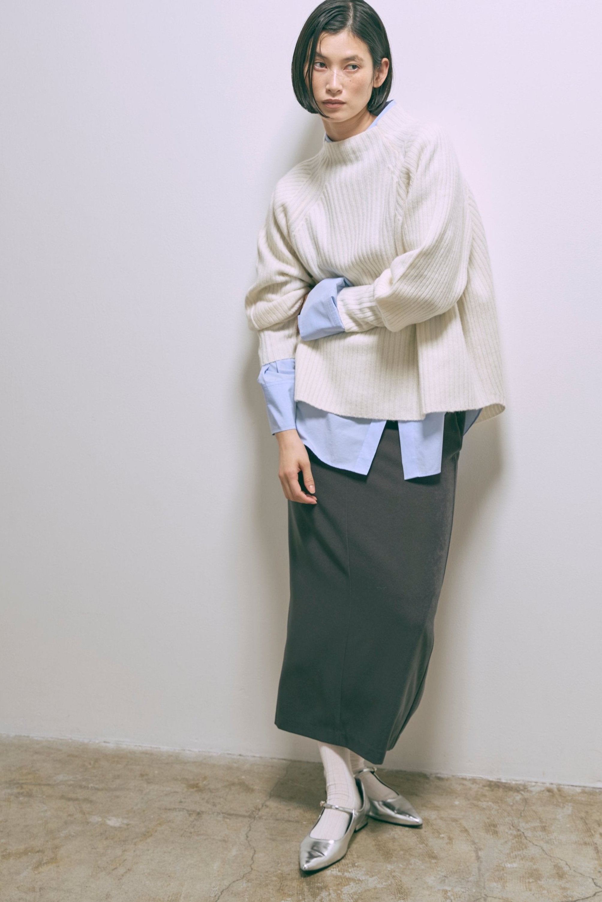 【Set Up】Faux Suede Straight Skirt