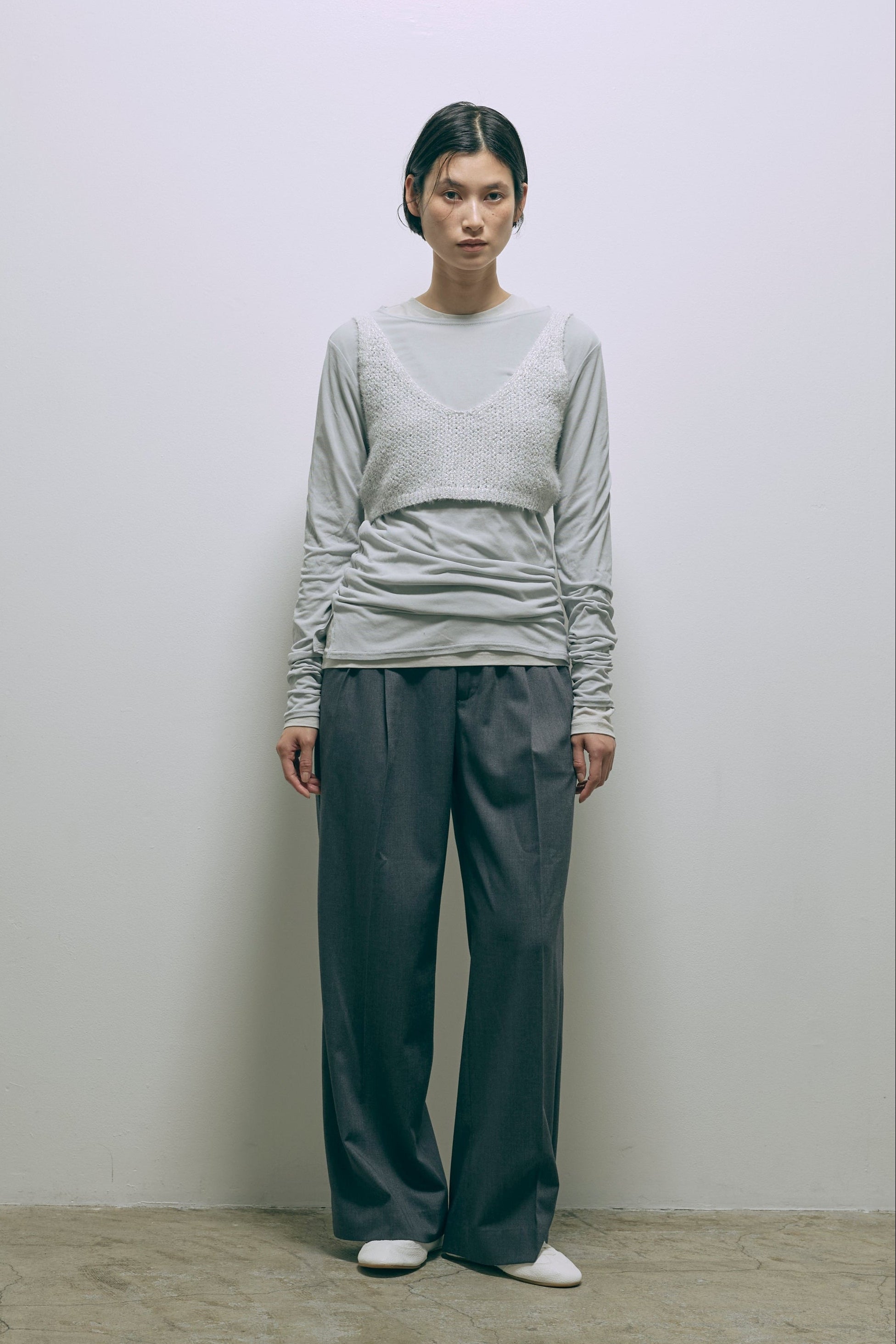 【Set Up】Semi-Wide Trousers 杢グレー size:1 model:170cm ANDO