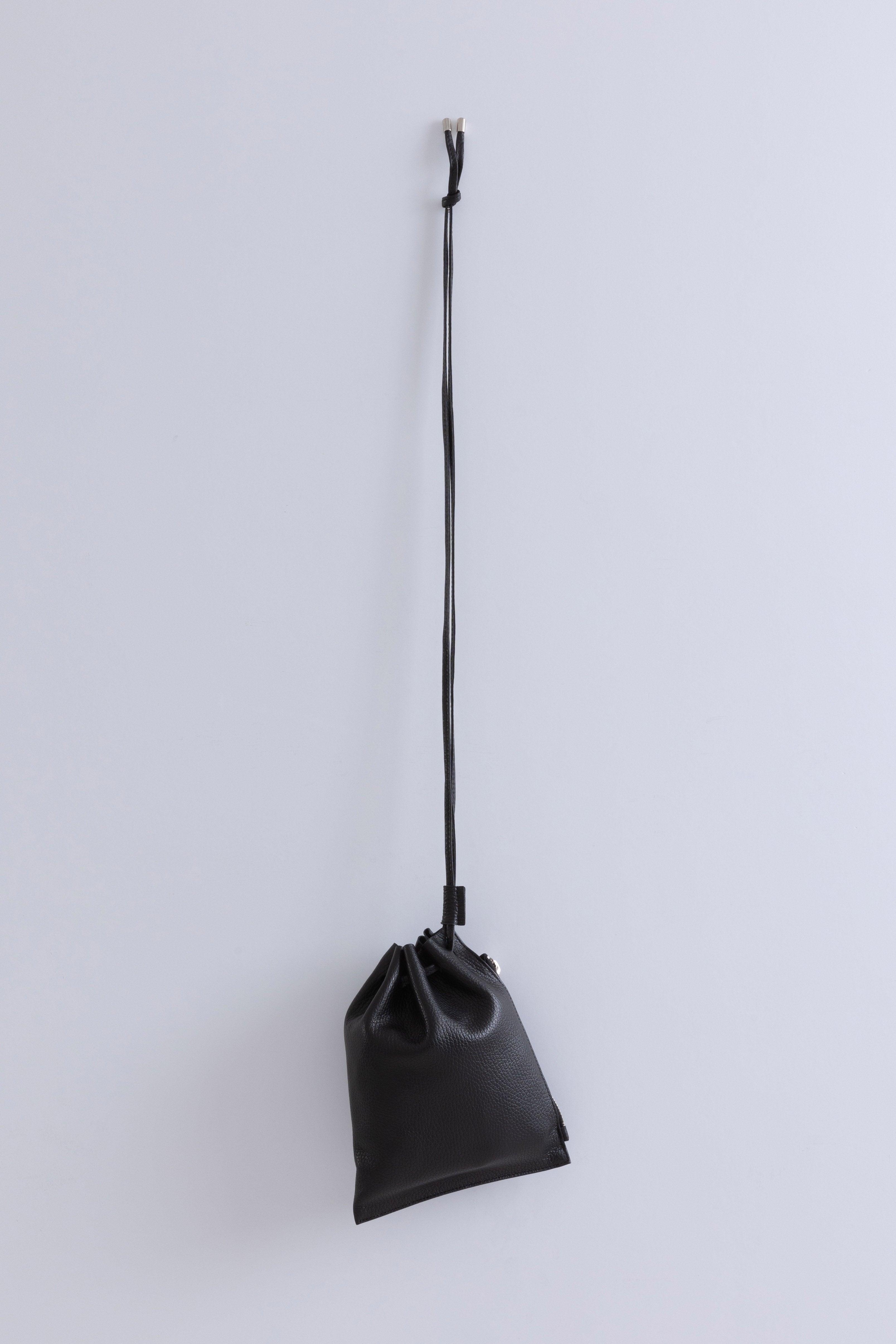 Leather Zip Drawstring Bag