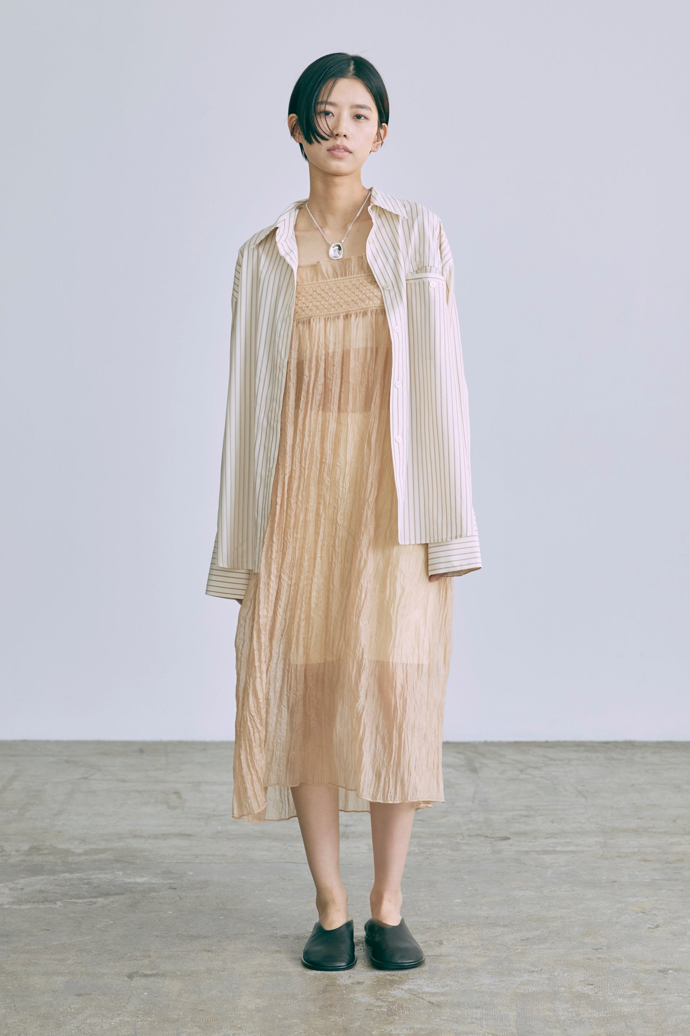 2Way Sheer Crinkled Skirt Dress