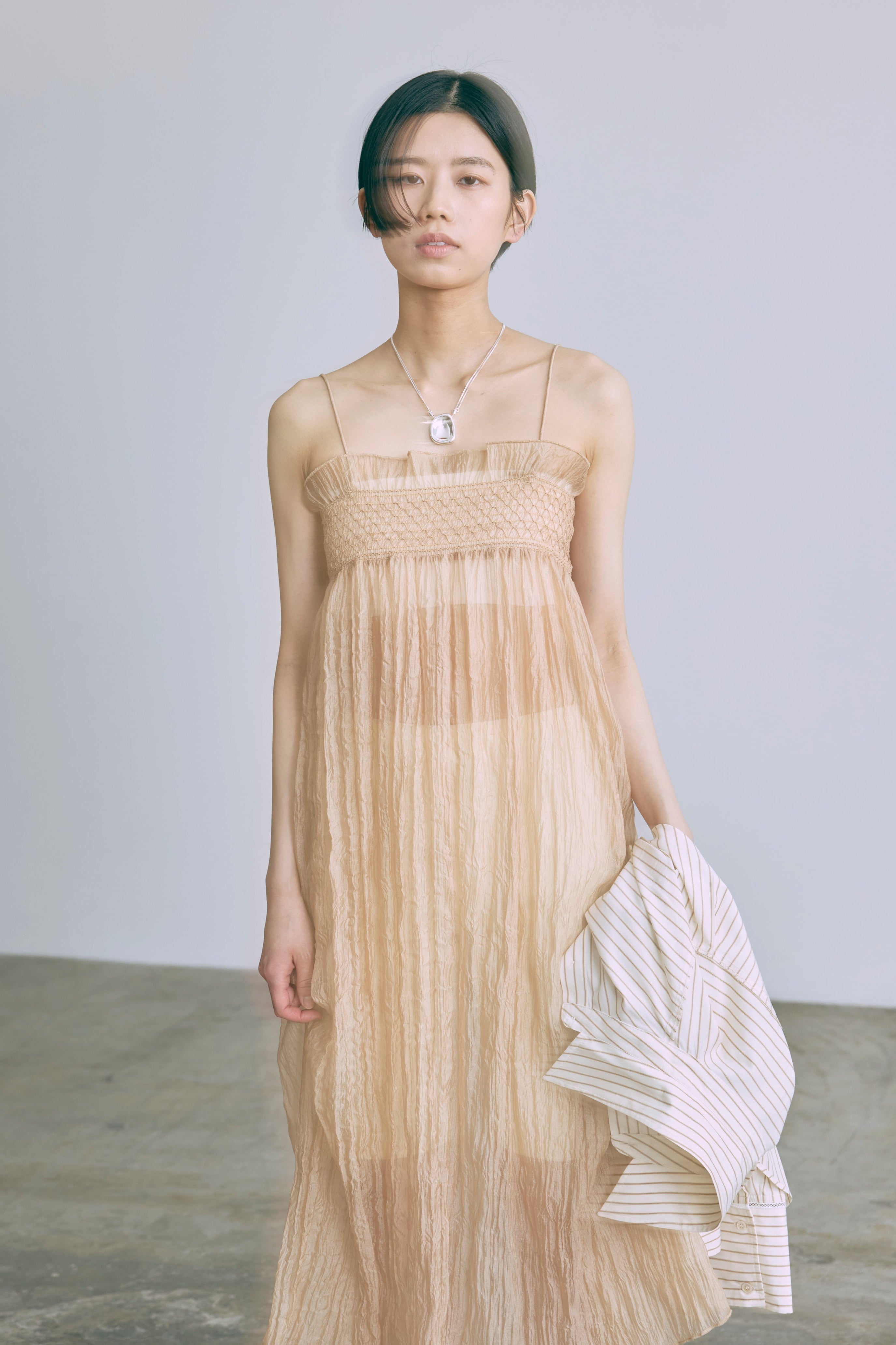 2Way Sheer Crinkled Skirt Dress