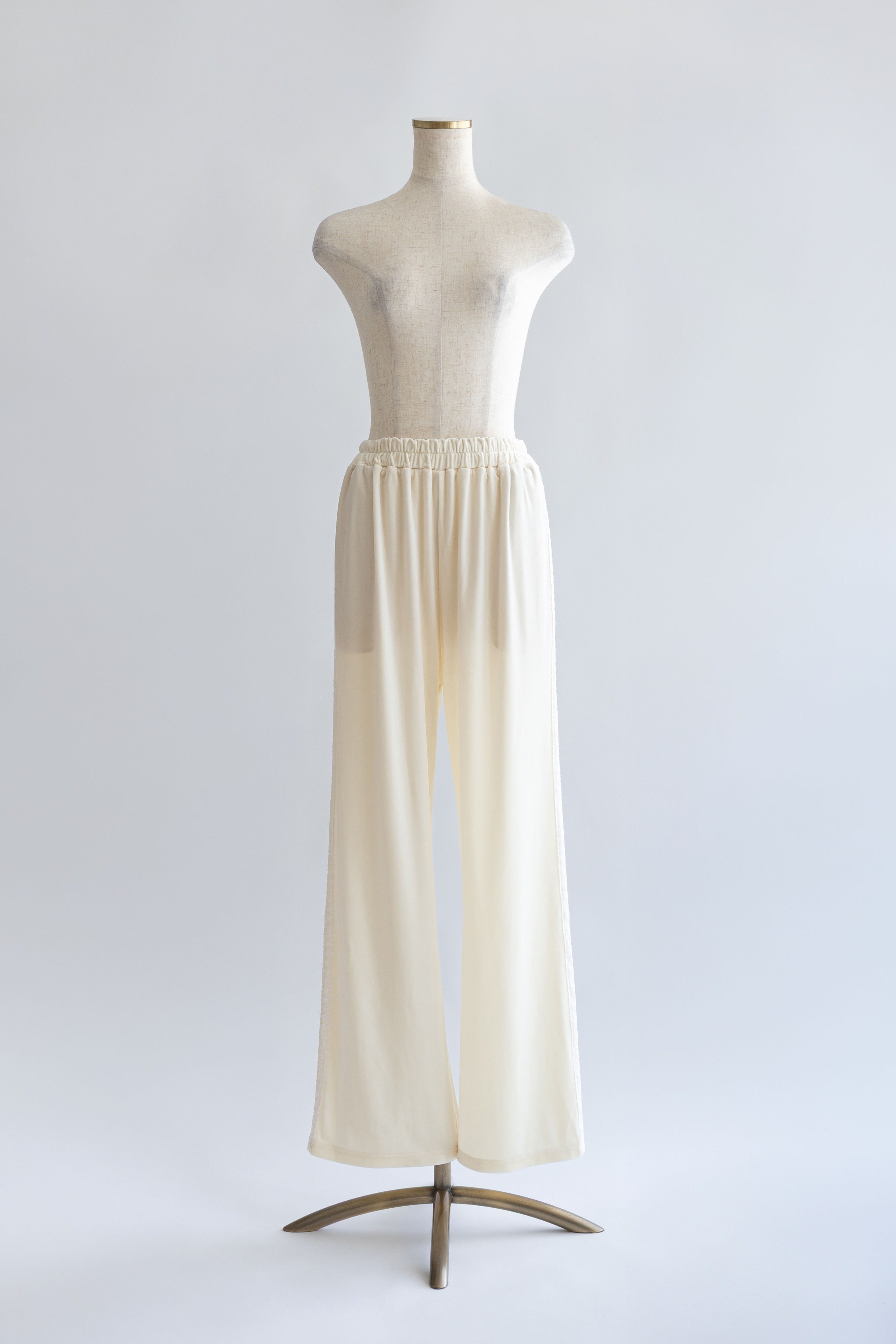 Side Lace Velour Easy Pants アイボリー