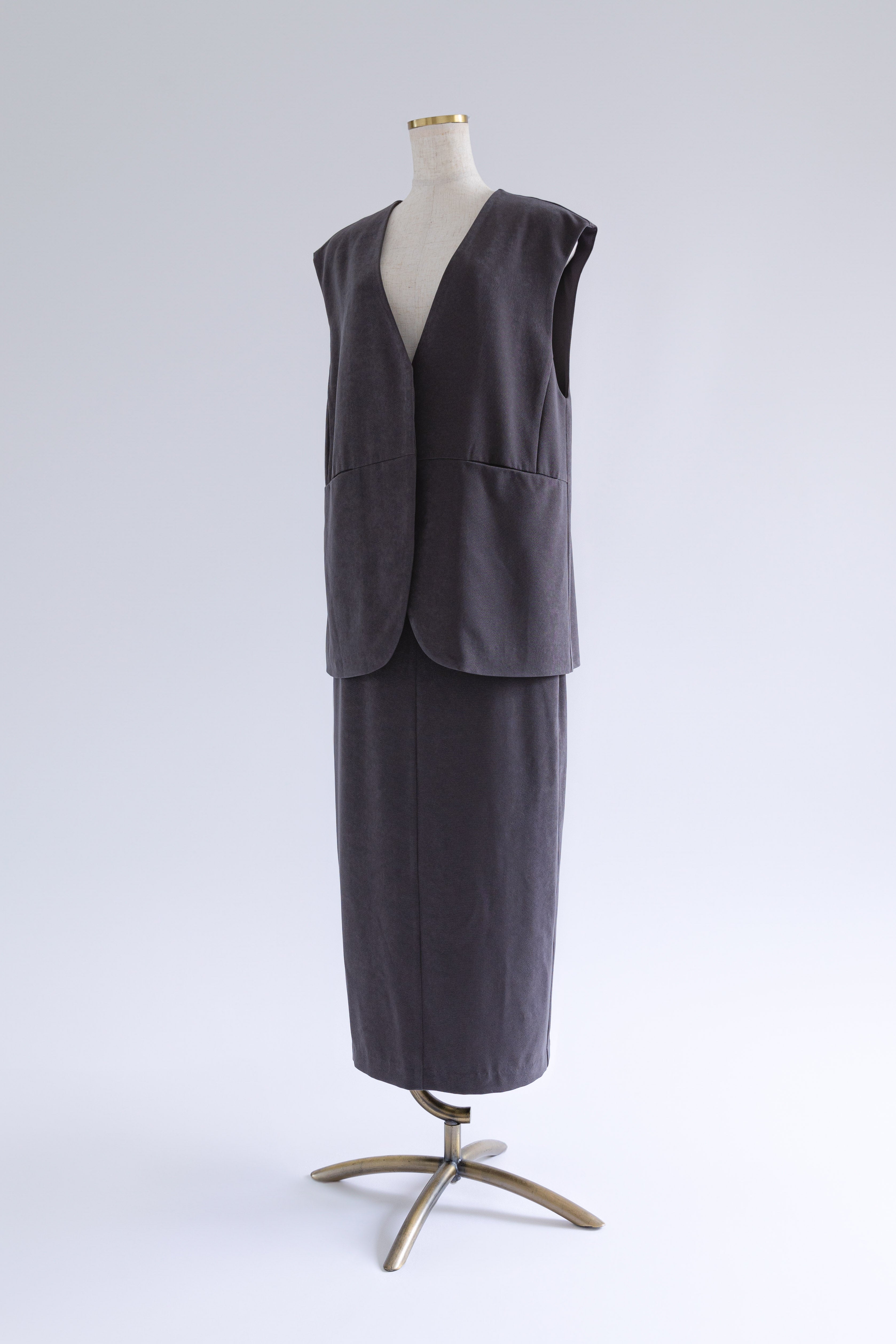 【Set Up】Faux Suede Straight Skirt