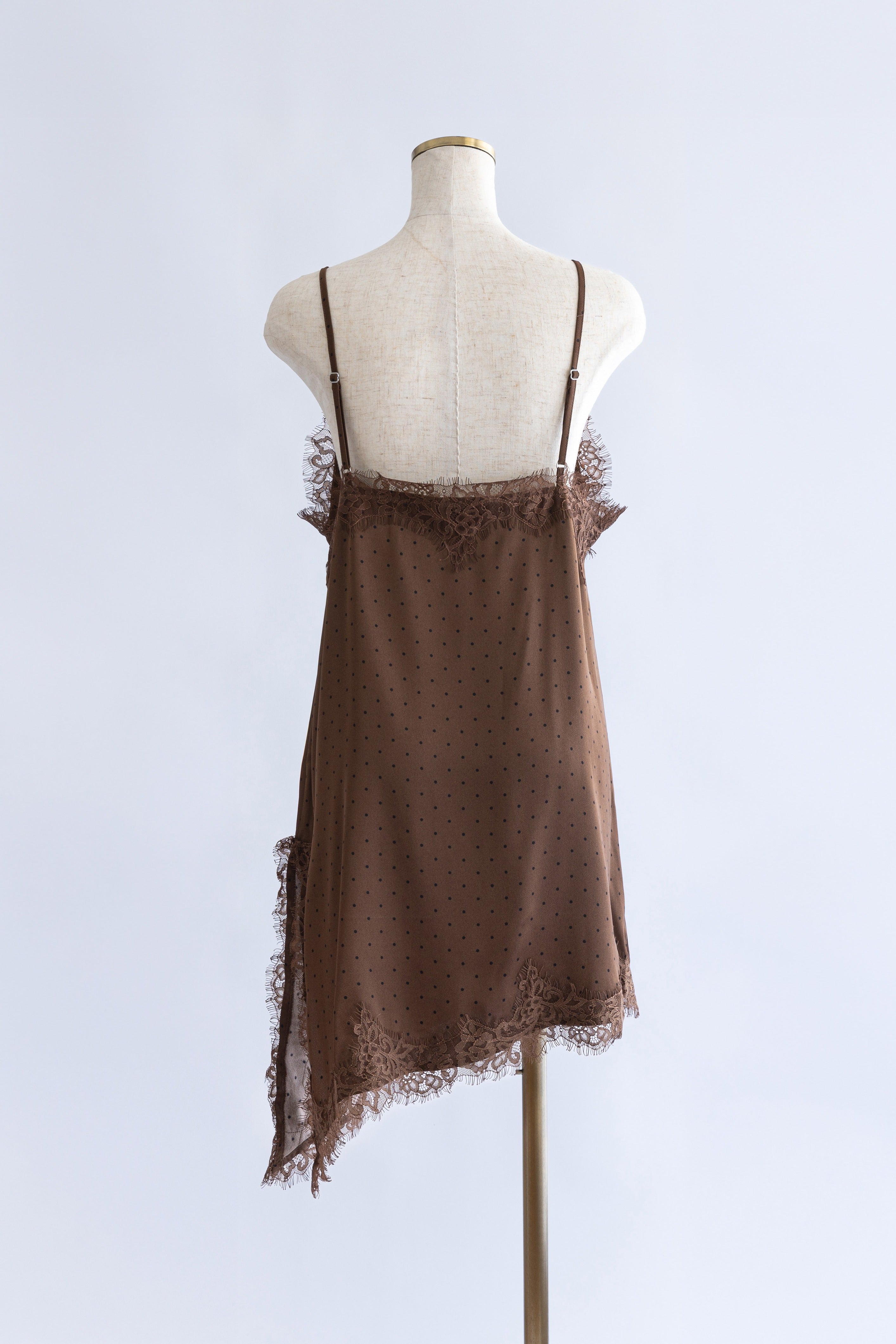 Polka Dot Satin Lace Cami Dress