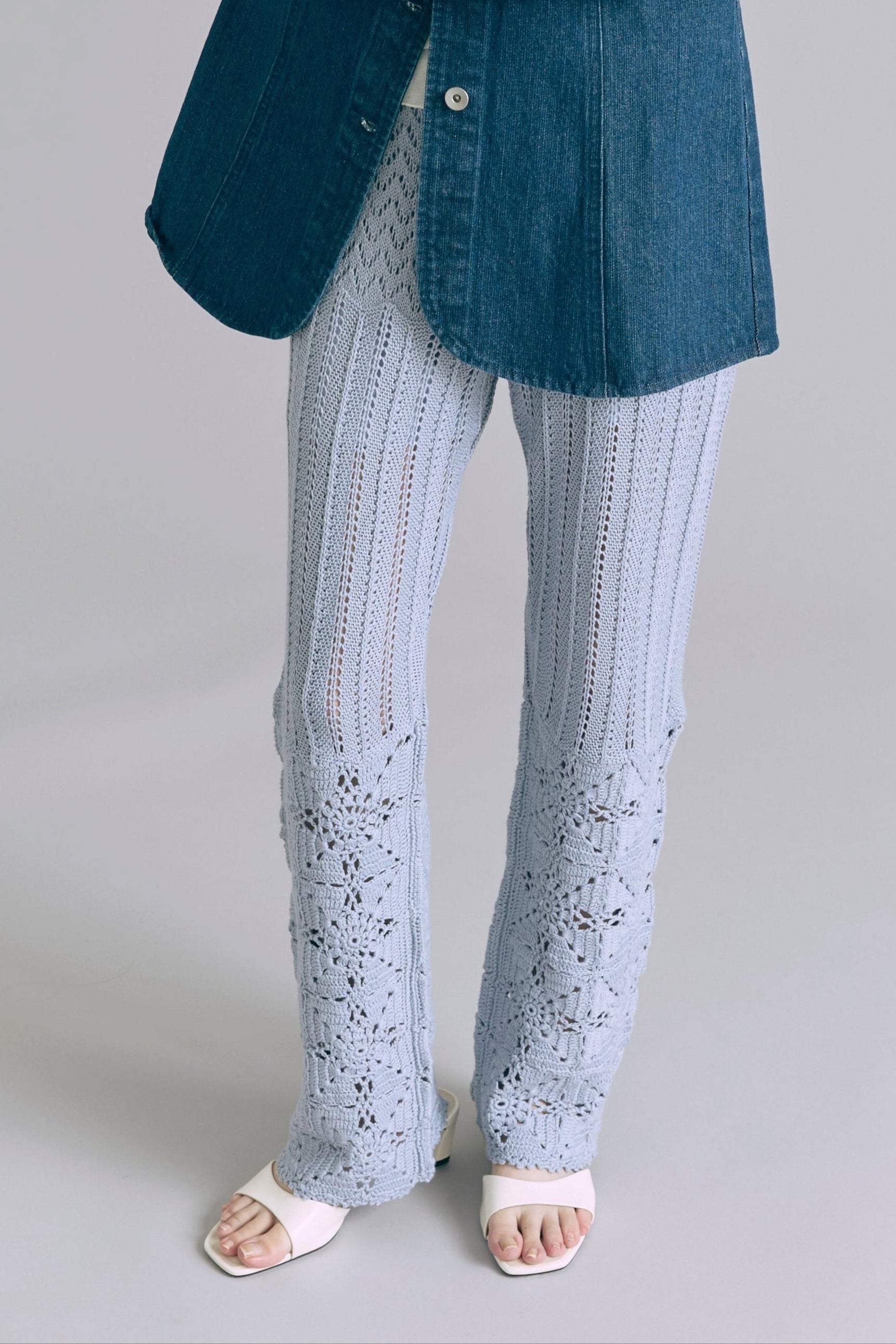Crochet Knit Pants ブルー size:1 model:165cm RINA