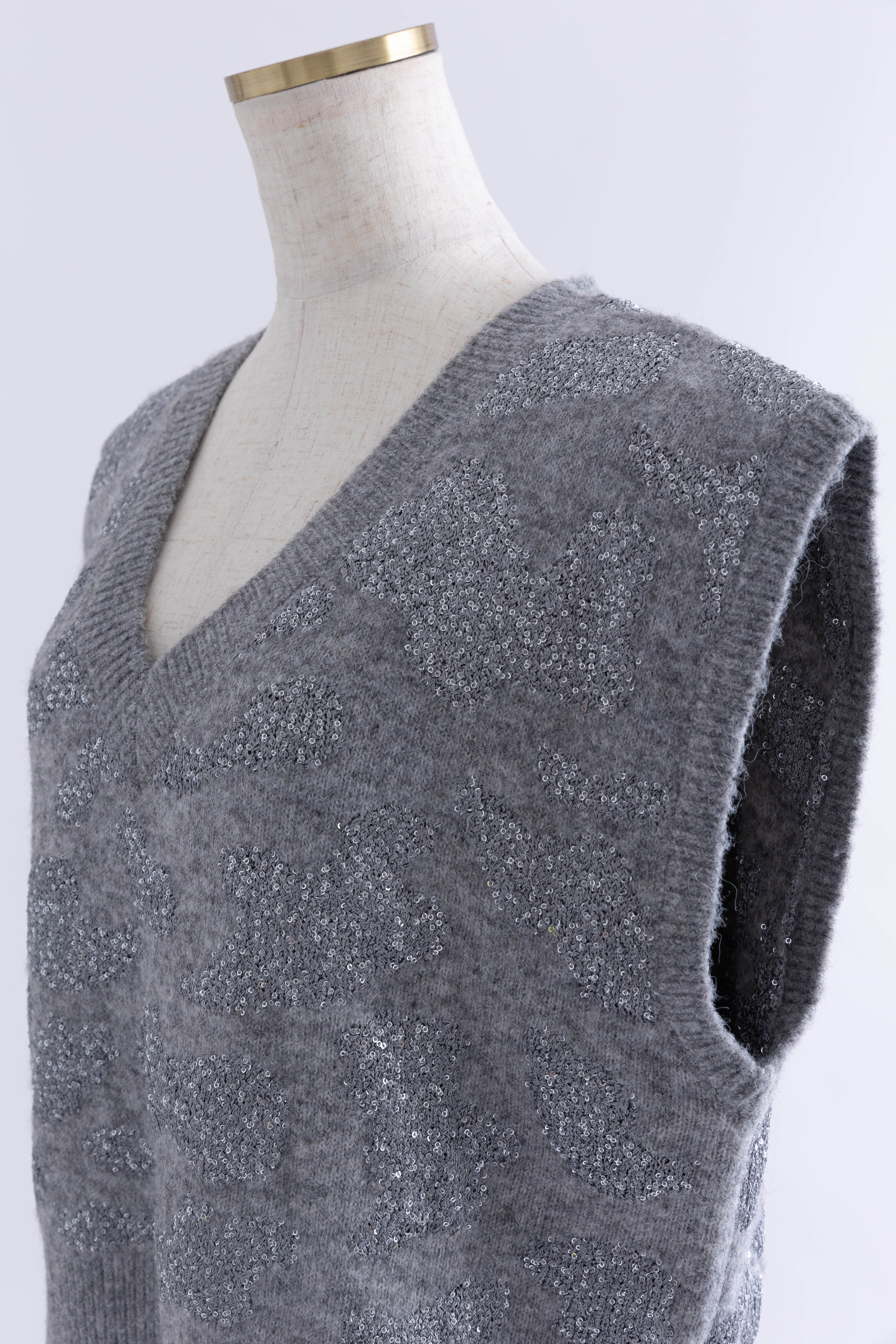Sequin Jacquard Knit Vest