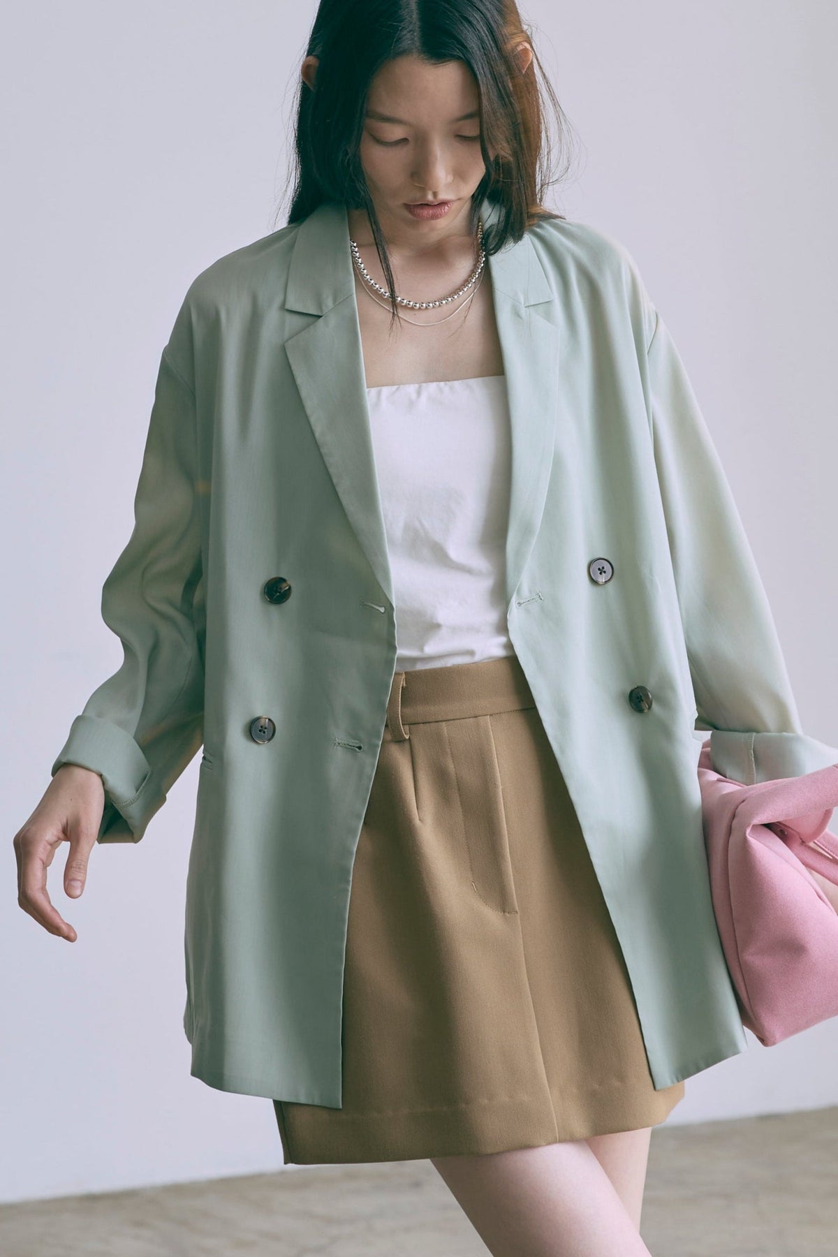 Semi-Sheer Oversized Jacket ミント size:F model:174cm AMIRU
