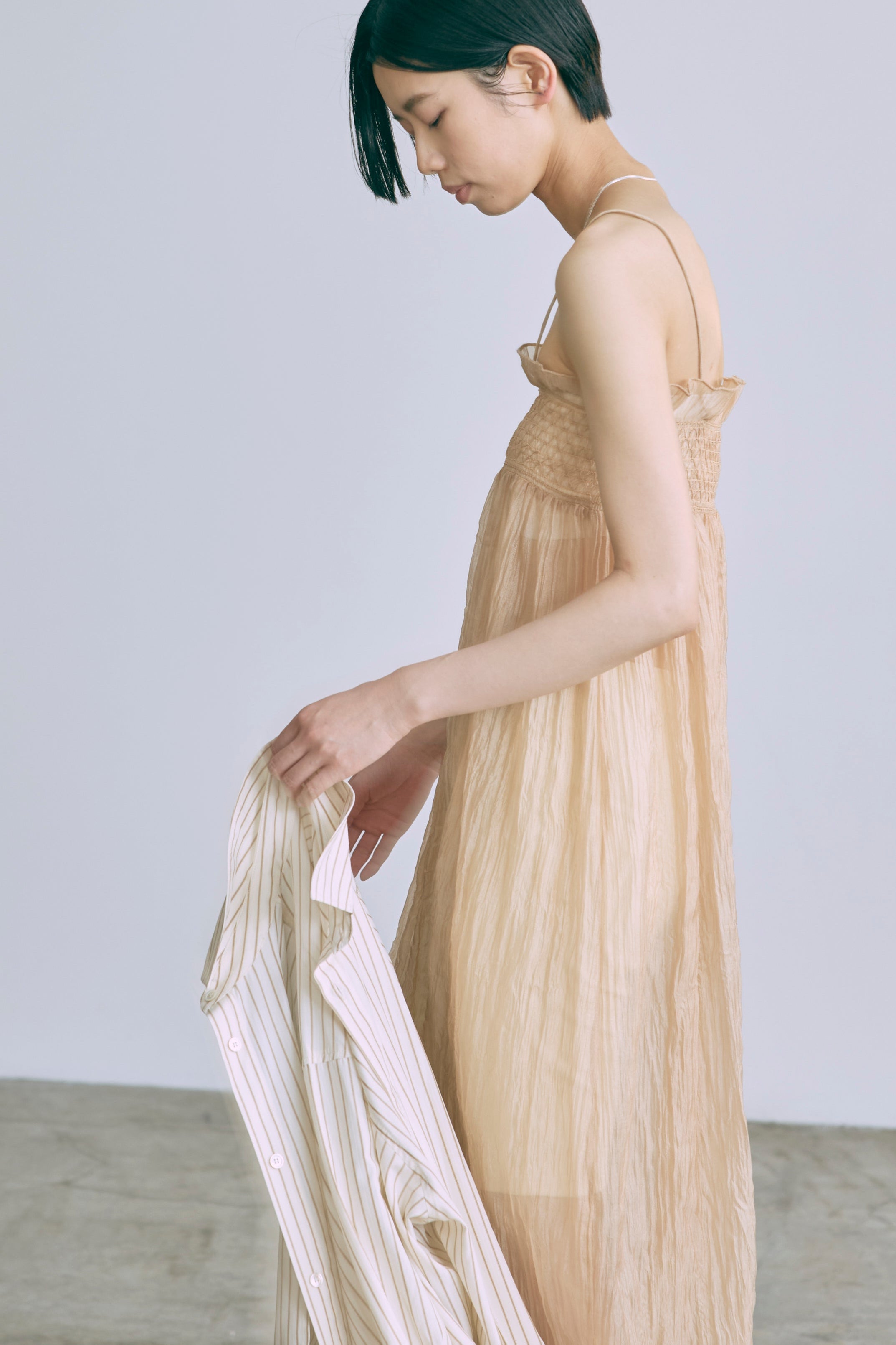 2Way Sheer Crinkled Skirt Dress