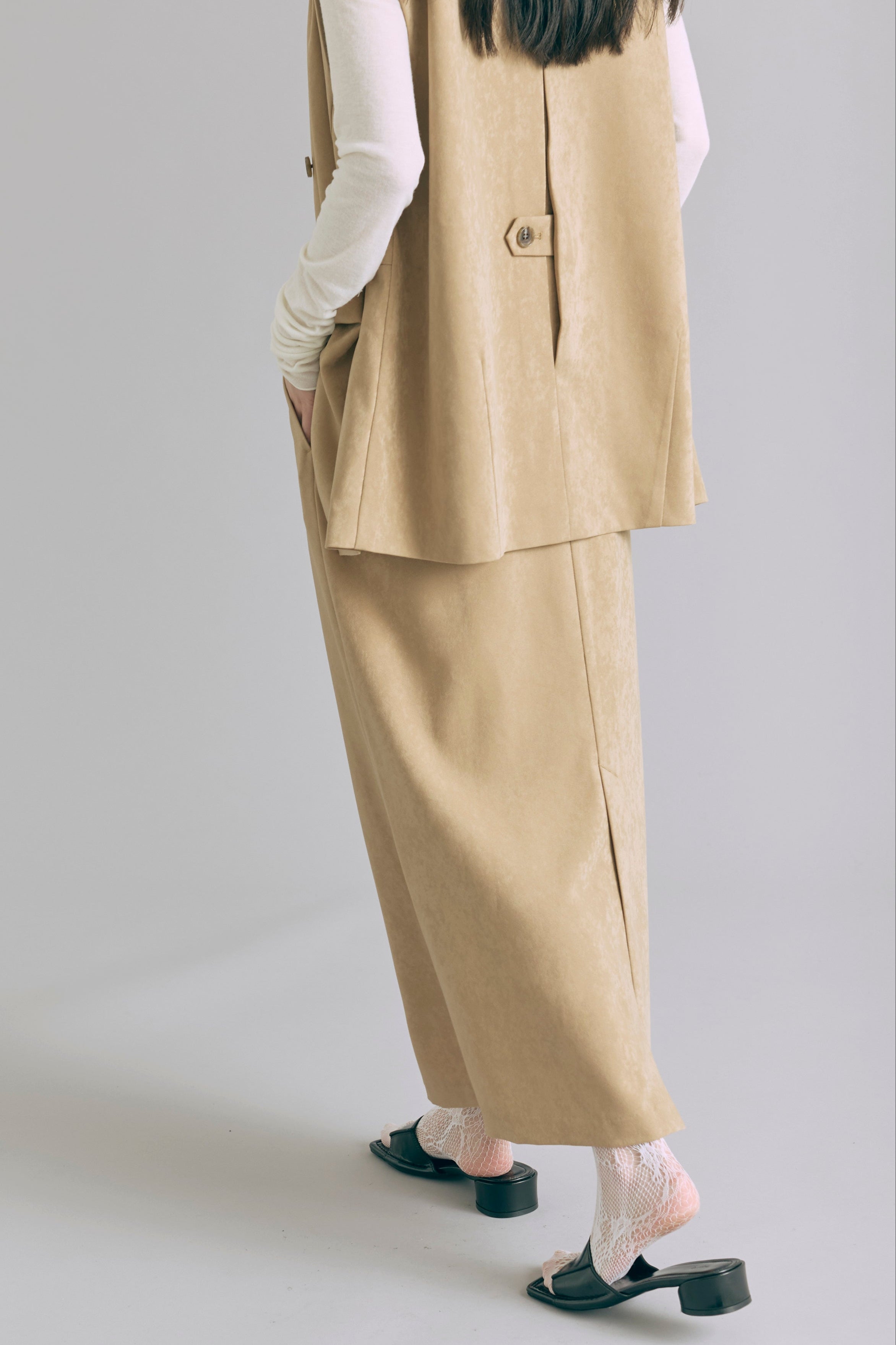 【Set Up】Faux Suede Straight Skirt