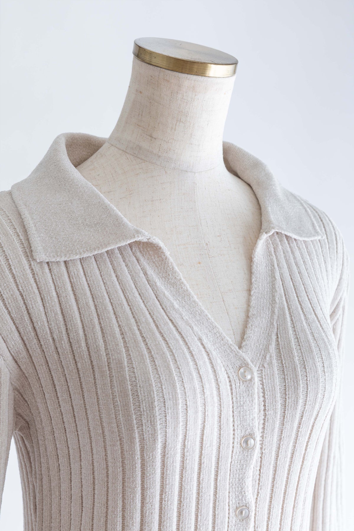 【Set Up】Chenille Collar Cardigan アイボリー