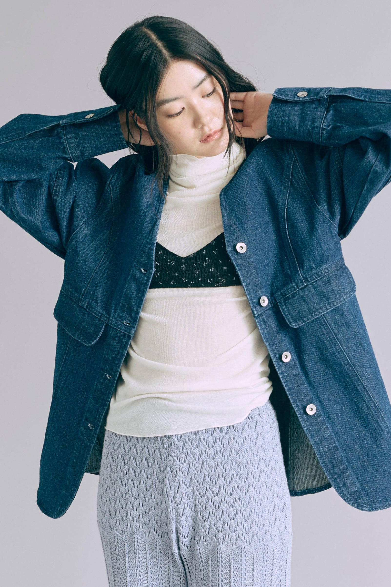 着用カラー:ブルー 着用サイズ:1 モデル身長:165cm