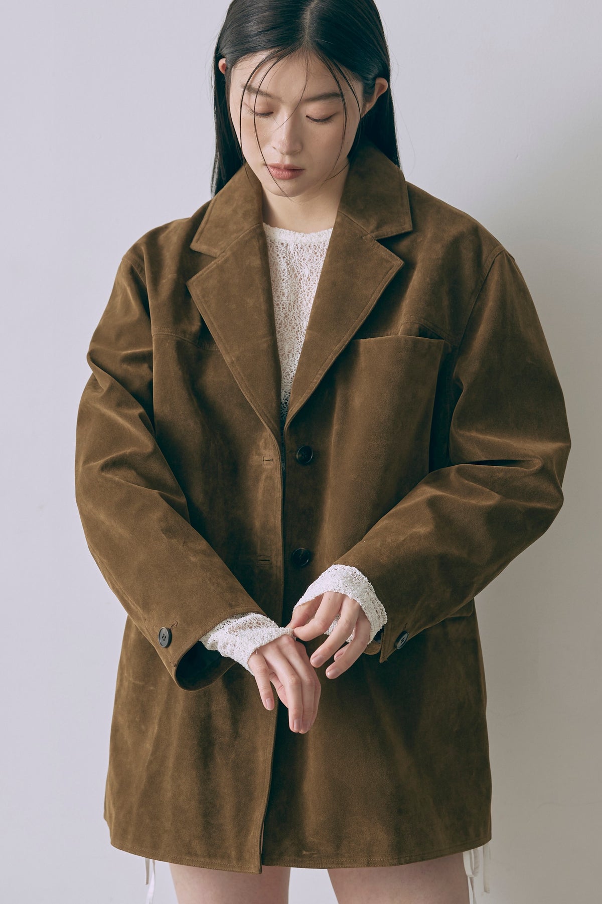 Vintage Suede Oversized Jacket キャメル