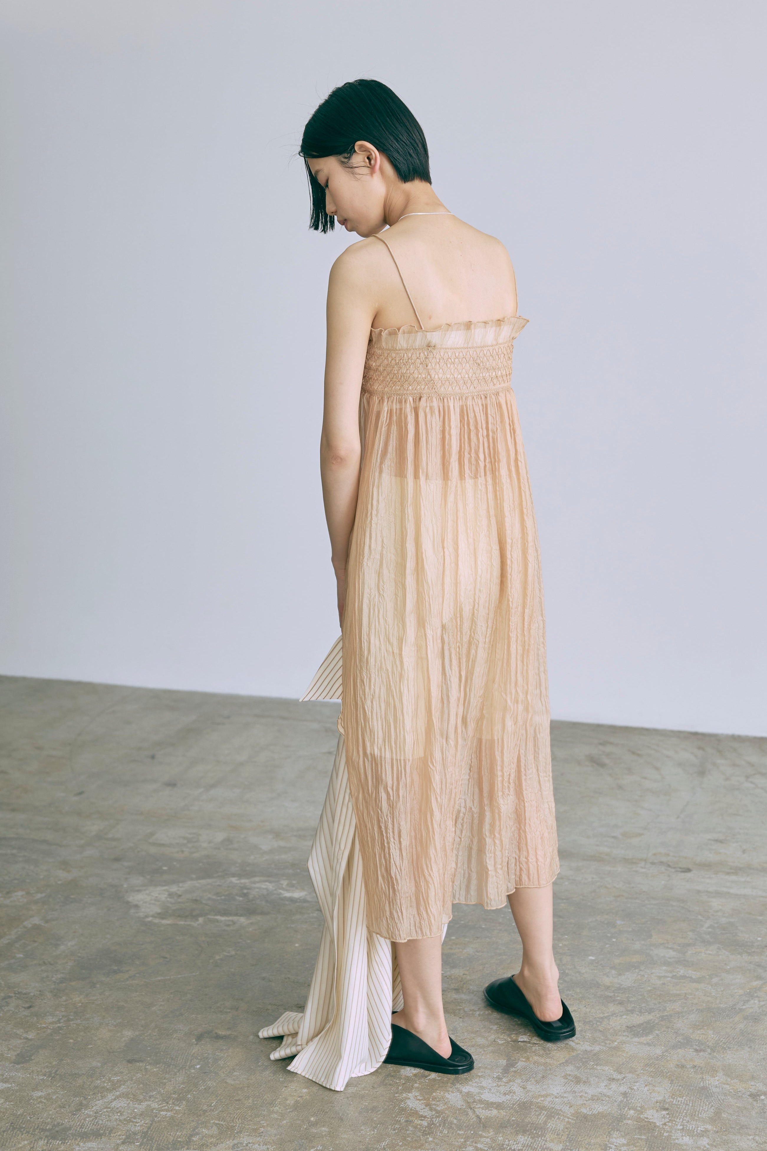 2Way Sheer Crinkled Skirt Dress