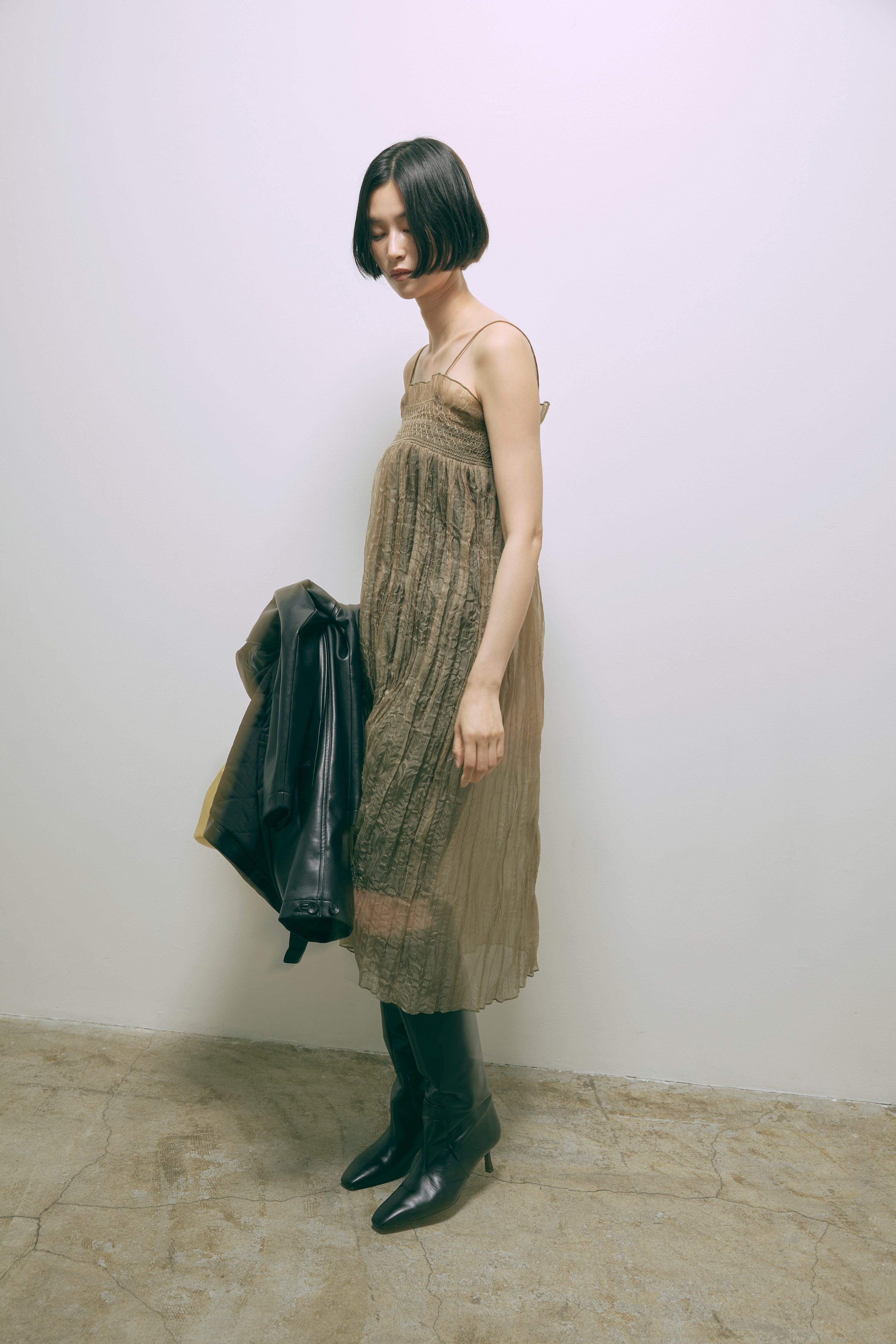 2Way Sheer Crinkled Skirt Dress