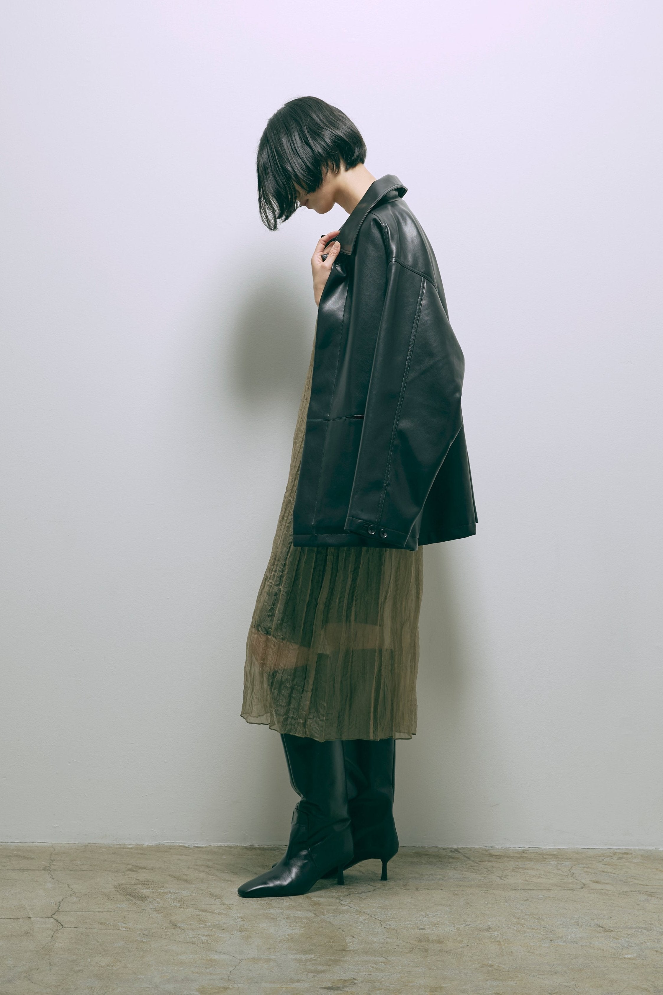 2Way Sheer Crinkled Skirt Dress