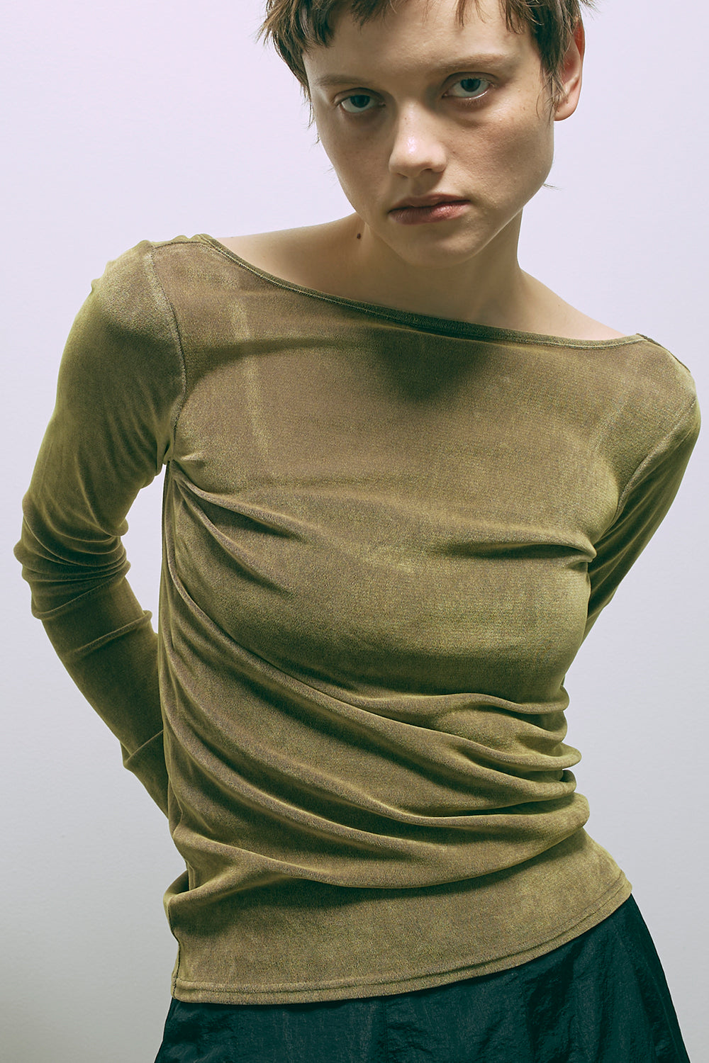 Flocked Tulle Back Open Top