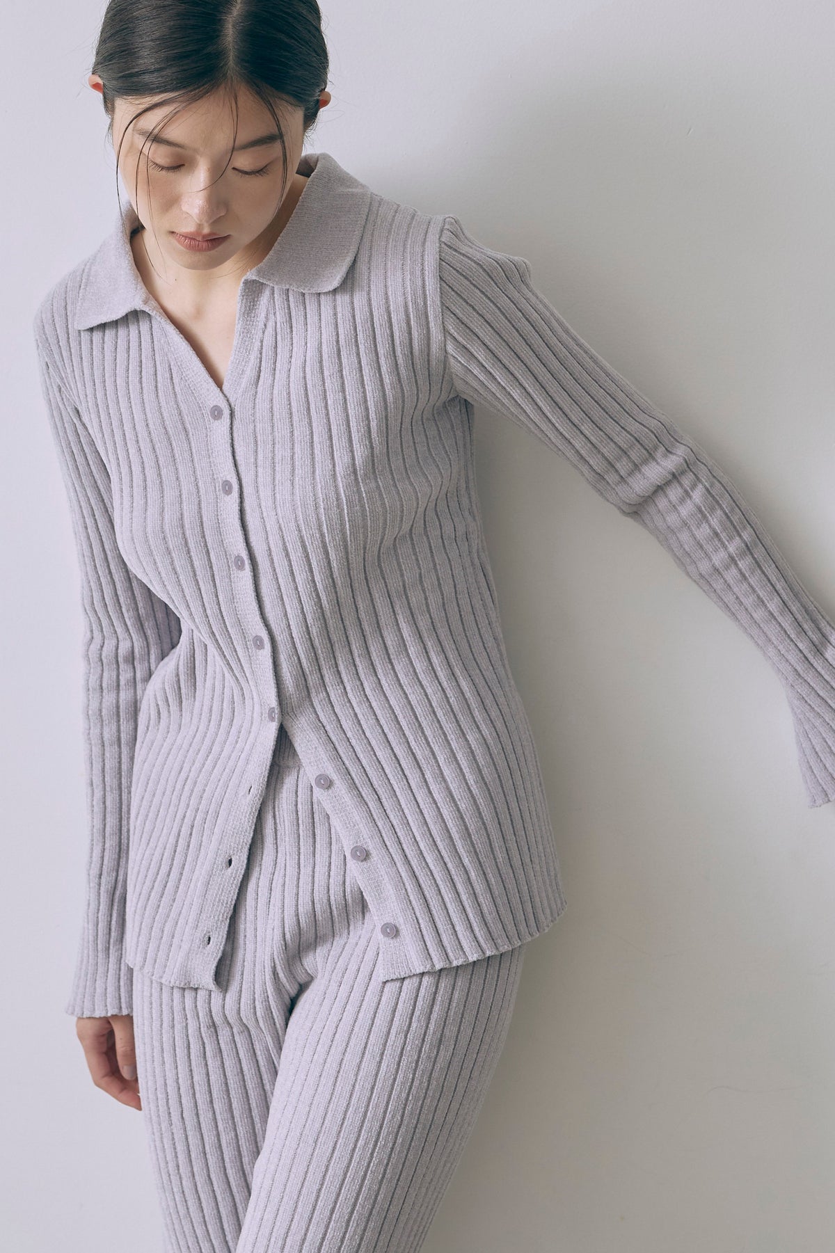 【Set Up】Chenille Collar Cardigan パープル