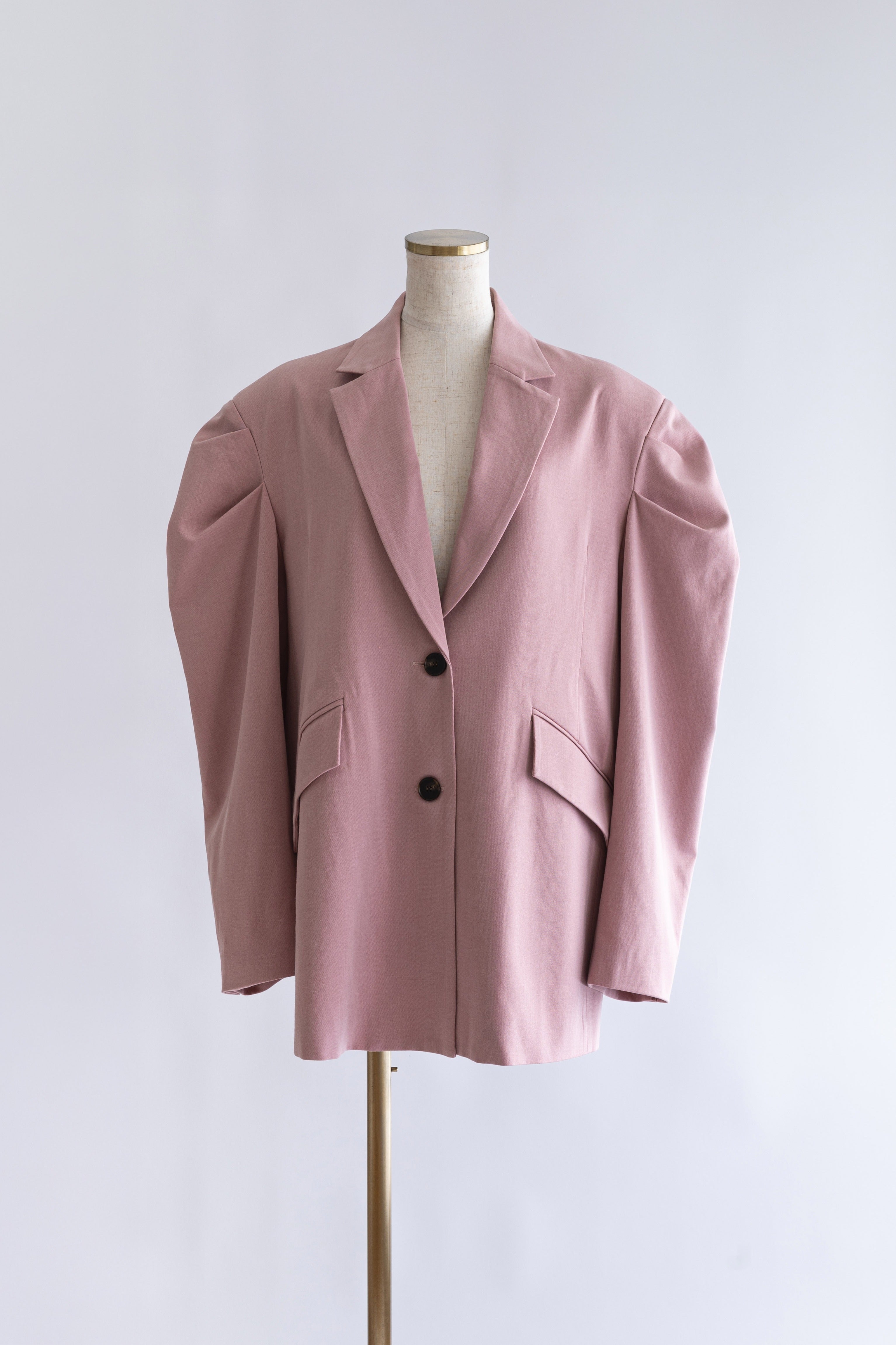 Gathered Shoulder Fitted Jacket ピンク