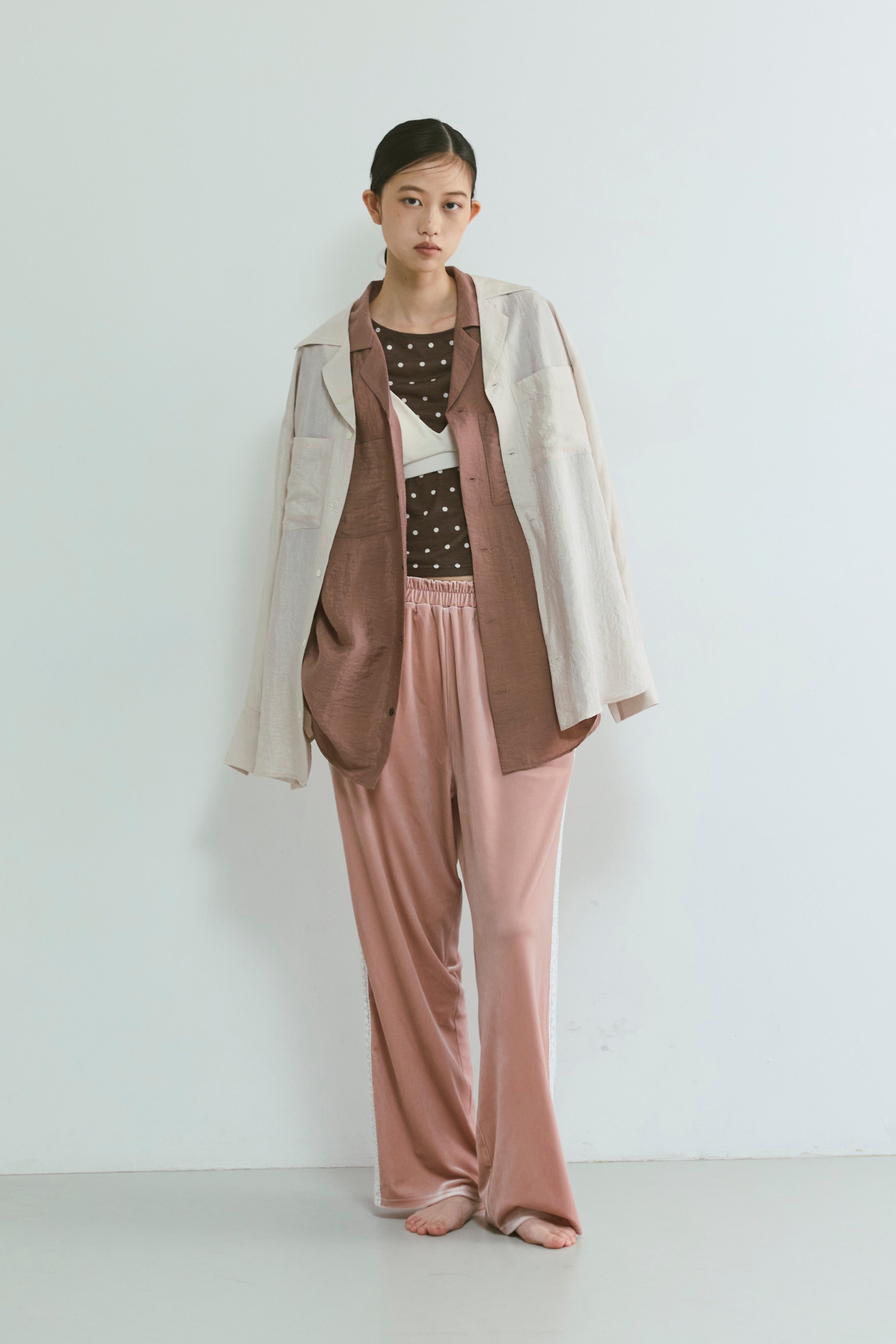 Sheer Dotted Crewneck Long Tee