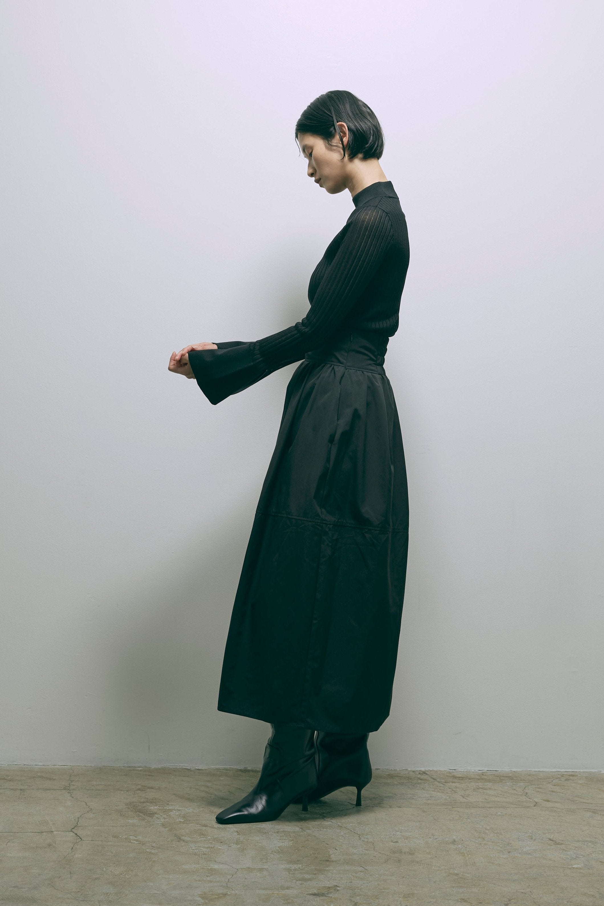 Bottleneck Sheer Rib Knit